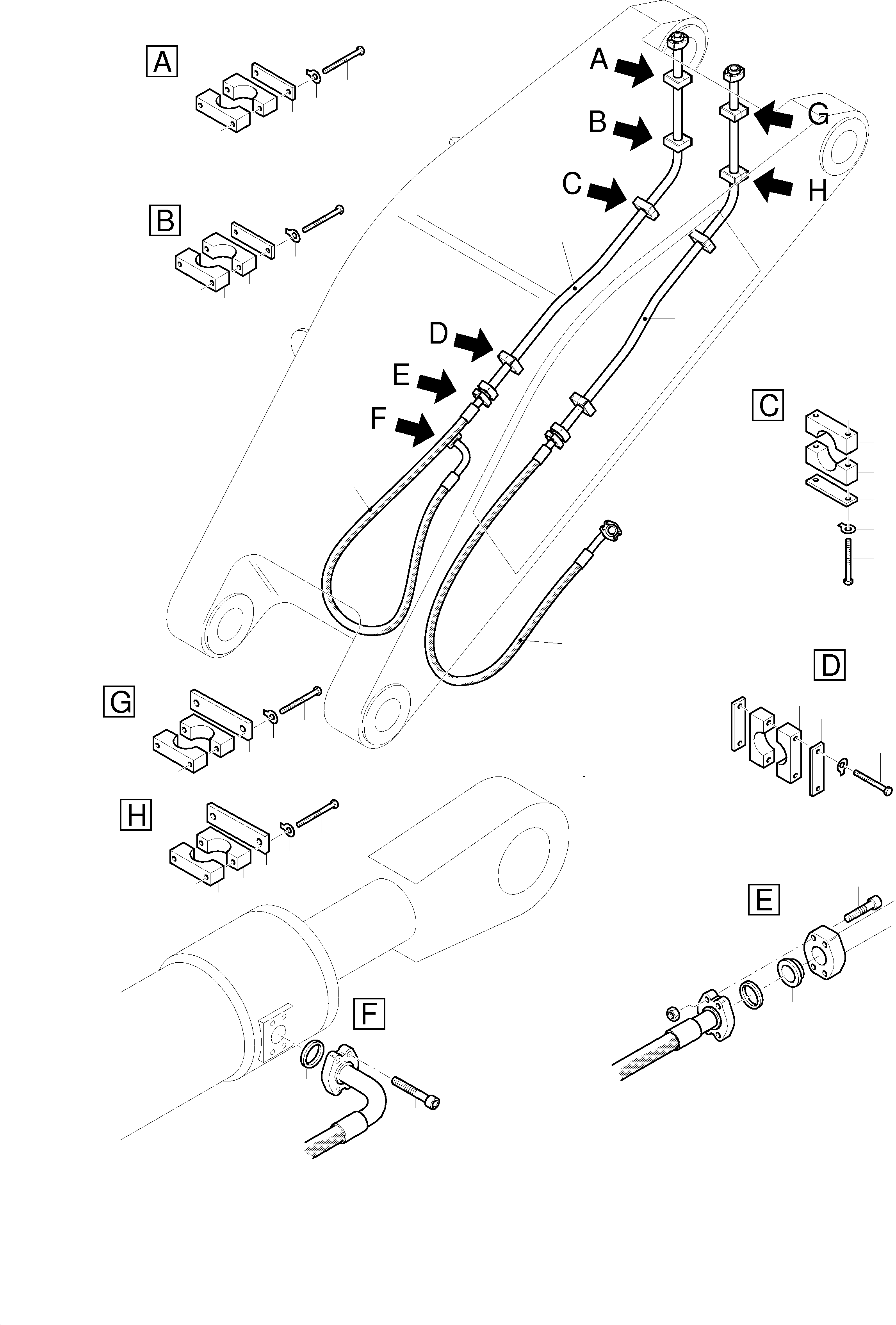 Komatsu parts book diagram for PC3000-1 S/N 06184: BULLCLAM BUCKET STICK 4,3 M