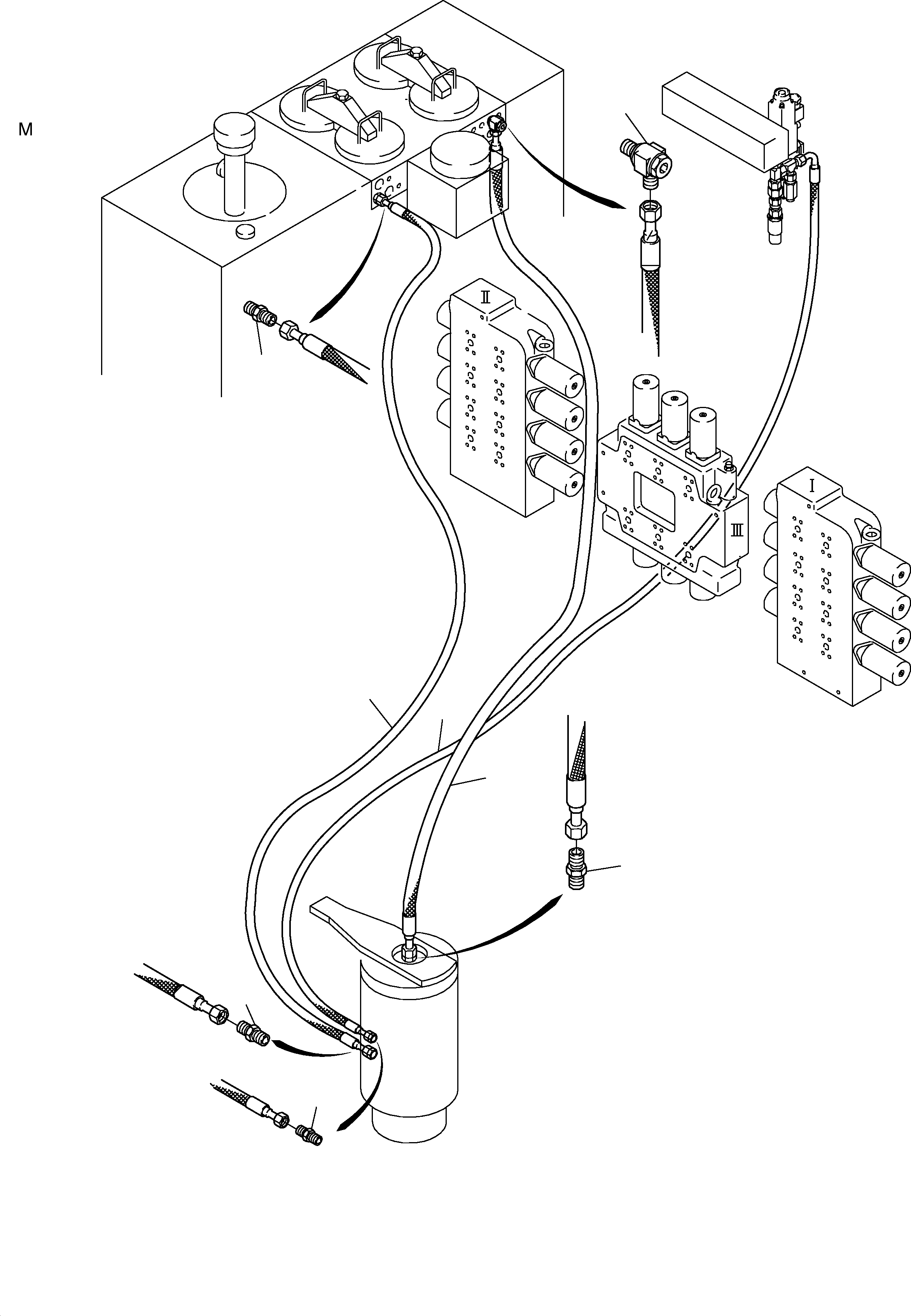 Komatsu parts book diagram for PC3000-1 S/N 06190: LINES ROTARY JOINT (ST,T,L)