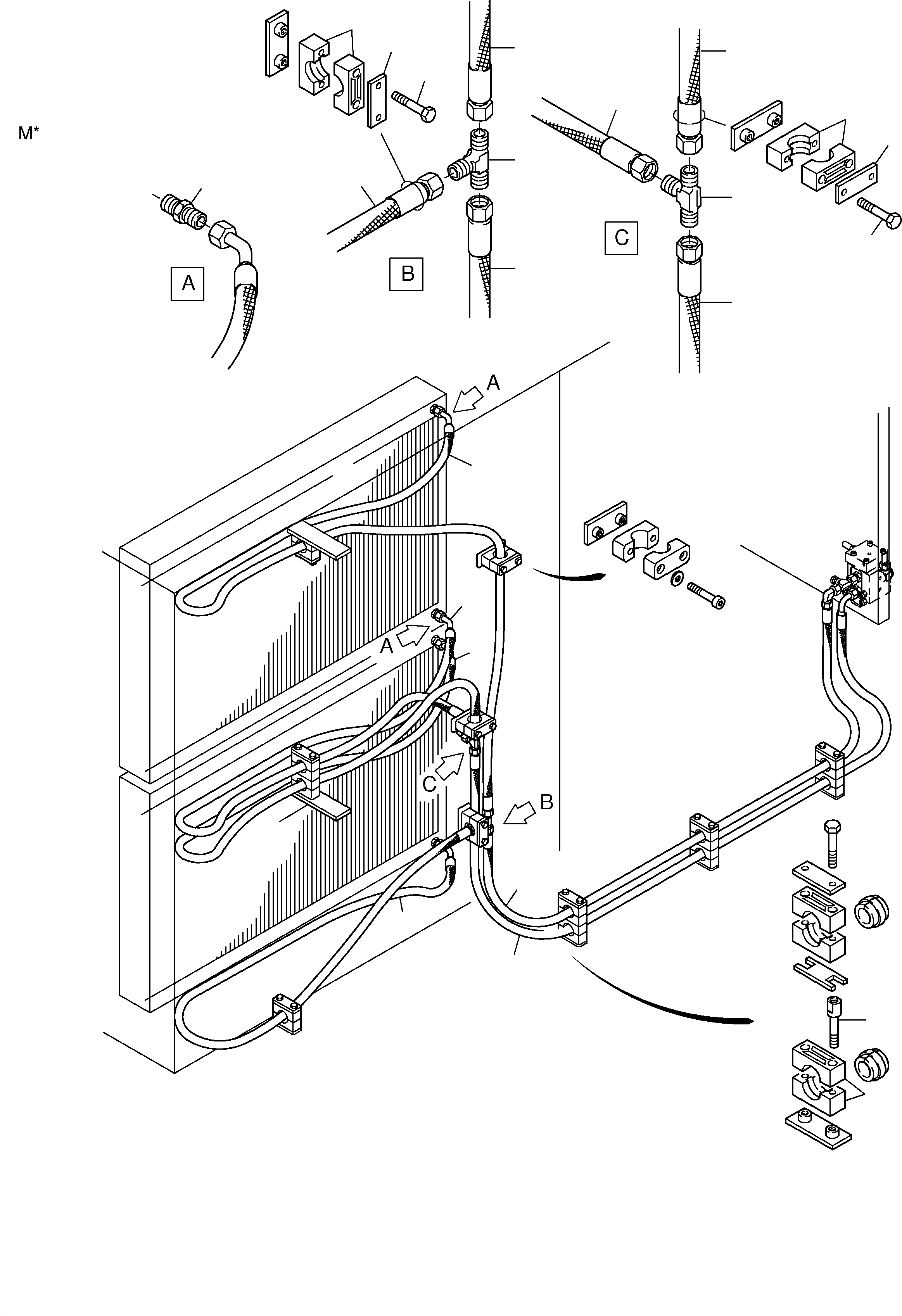 Komatsu parts book diagram for PC3000-1 S/N 06190: COOLING DISTRIBUTOR GEAR (OIL COOLER)