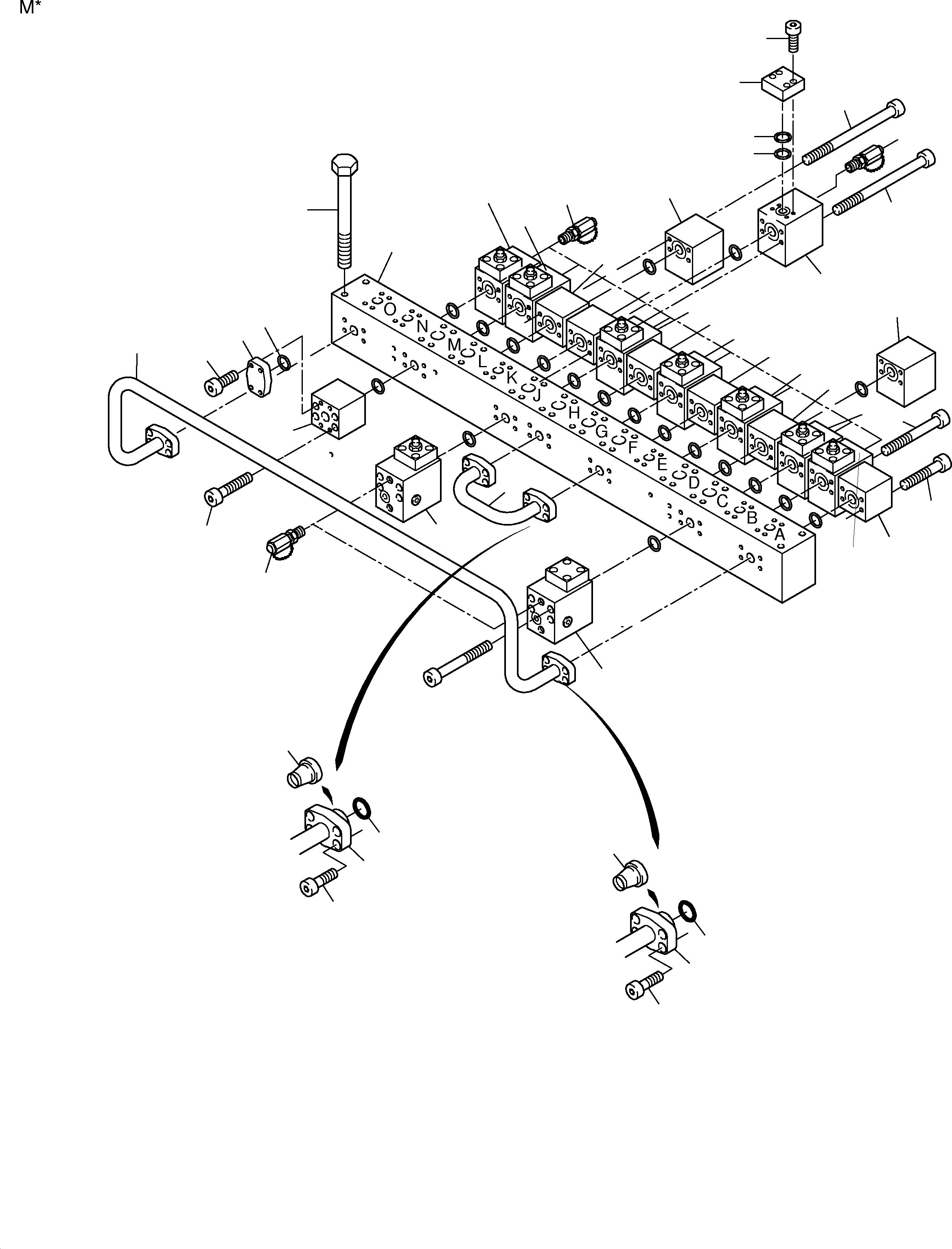Komatsu parts book diagram for PC3000-1 S/N 06190: MANIFOLD