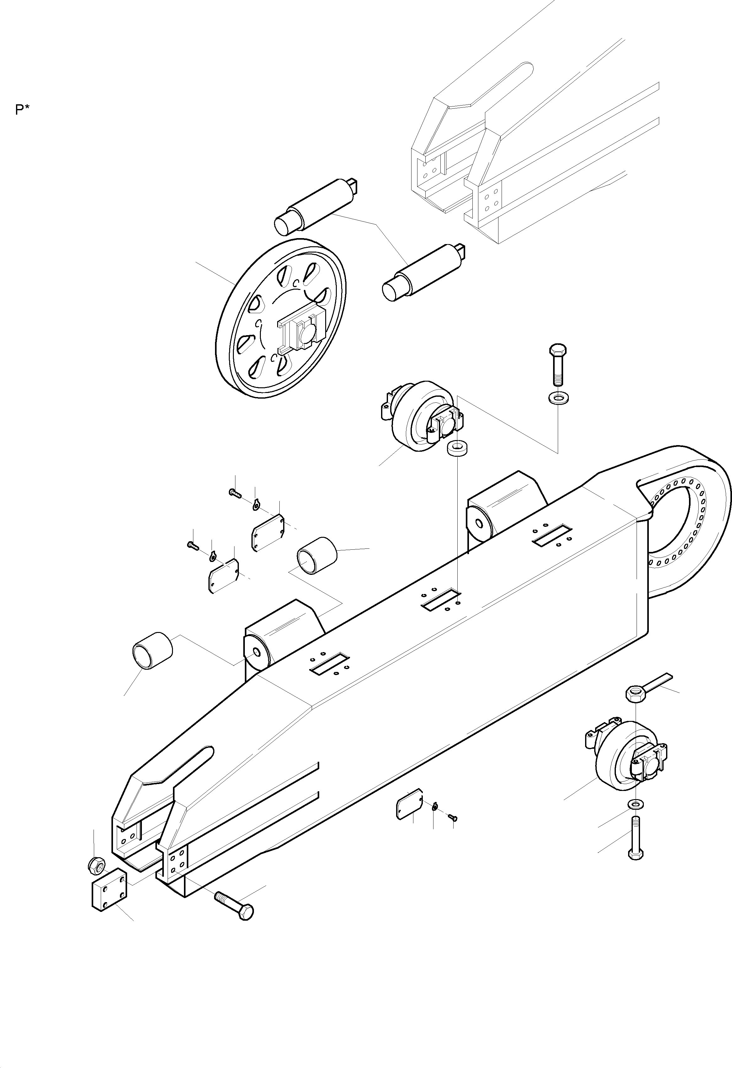 Komatsu parts book diagram for PC3000-1 S/N 06190: TRACK GROUP - IDLER PROTECTION