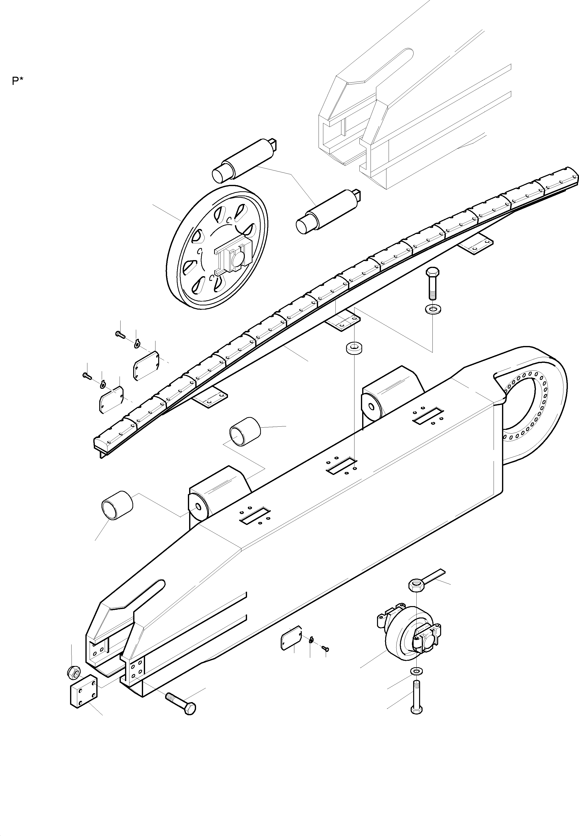 Komatsu parts book diagram for PC3000-1 S/N 06190: TRACK GROUP - IDLER PROTECTION