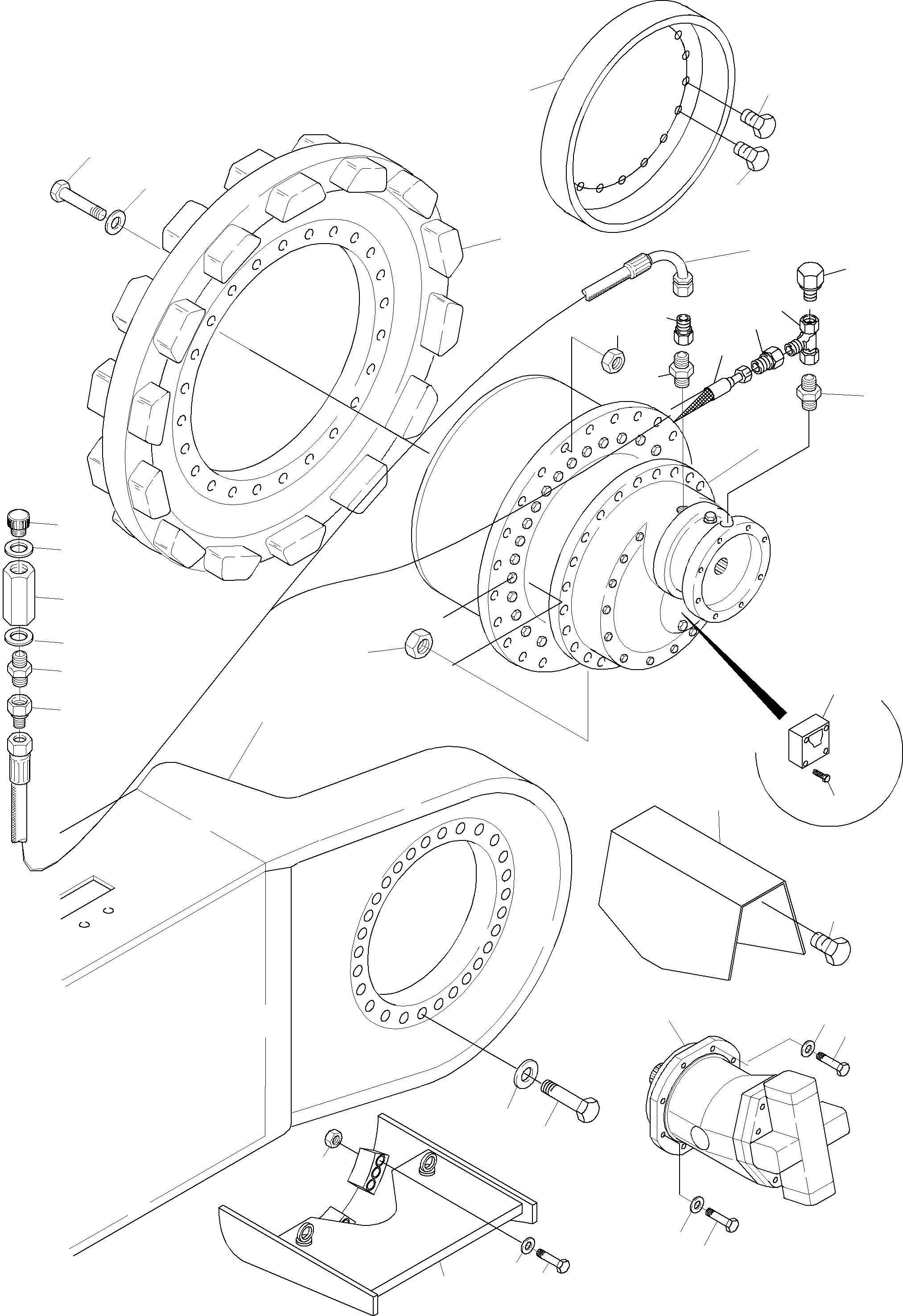 Komatsu parts book diagram for PC3000-1 S/N 06190: TRACK GROUP - DRIVE SPROCKET SIDE