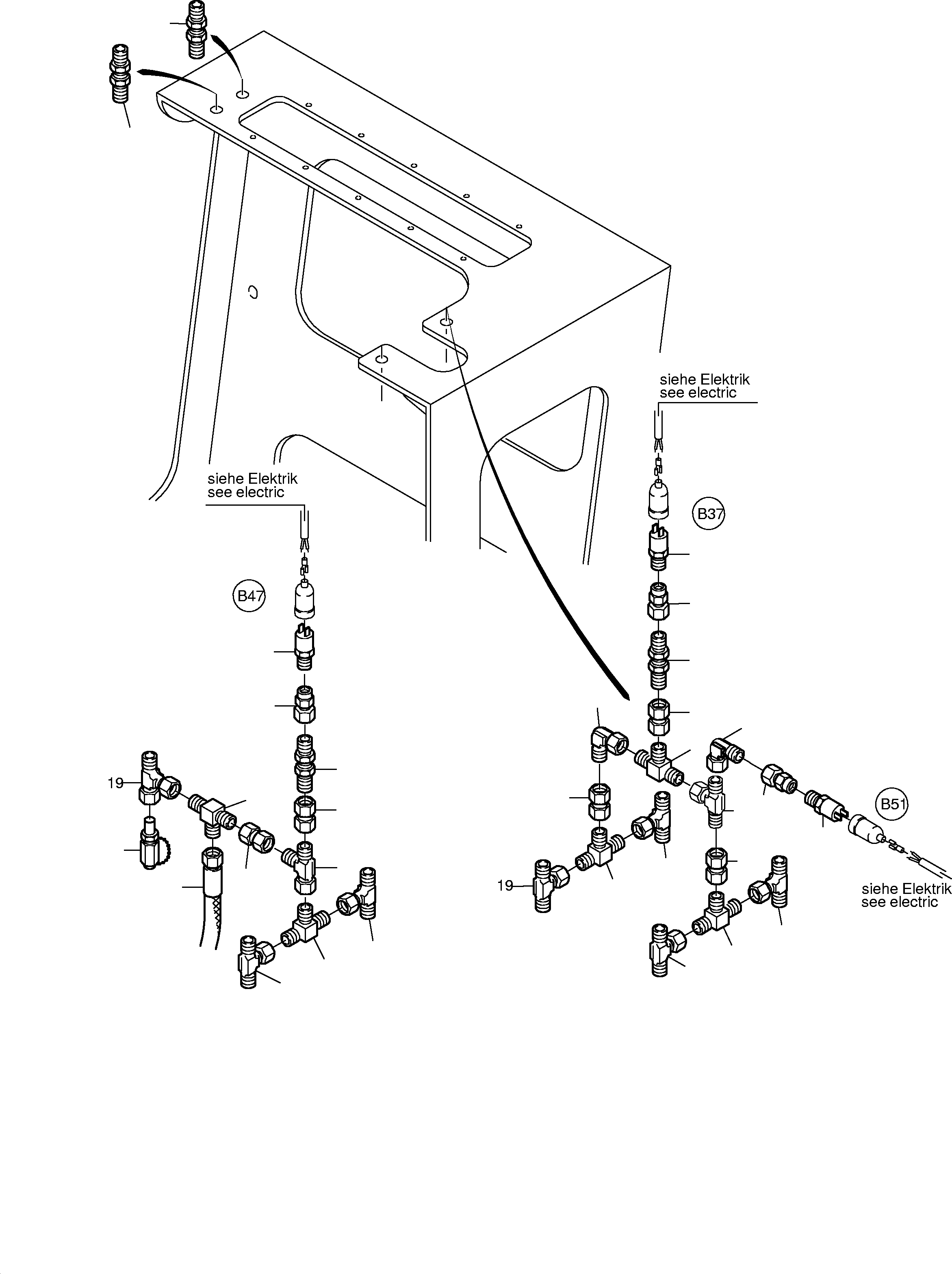 Komatsu parts book diagram for PC3000-1 S/N 06190: PIPES - PILOT CONTROLPLATE