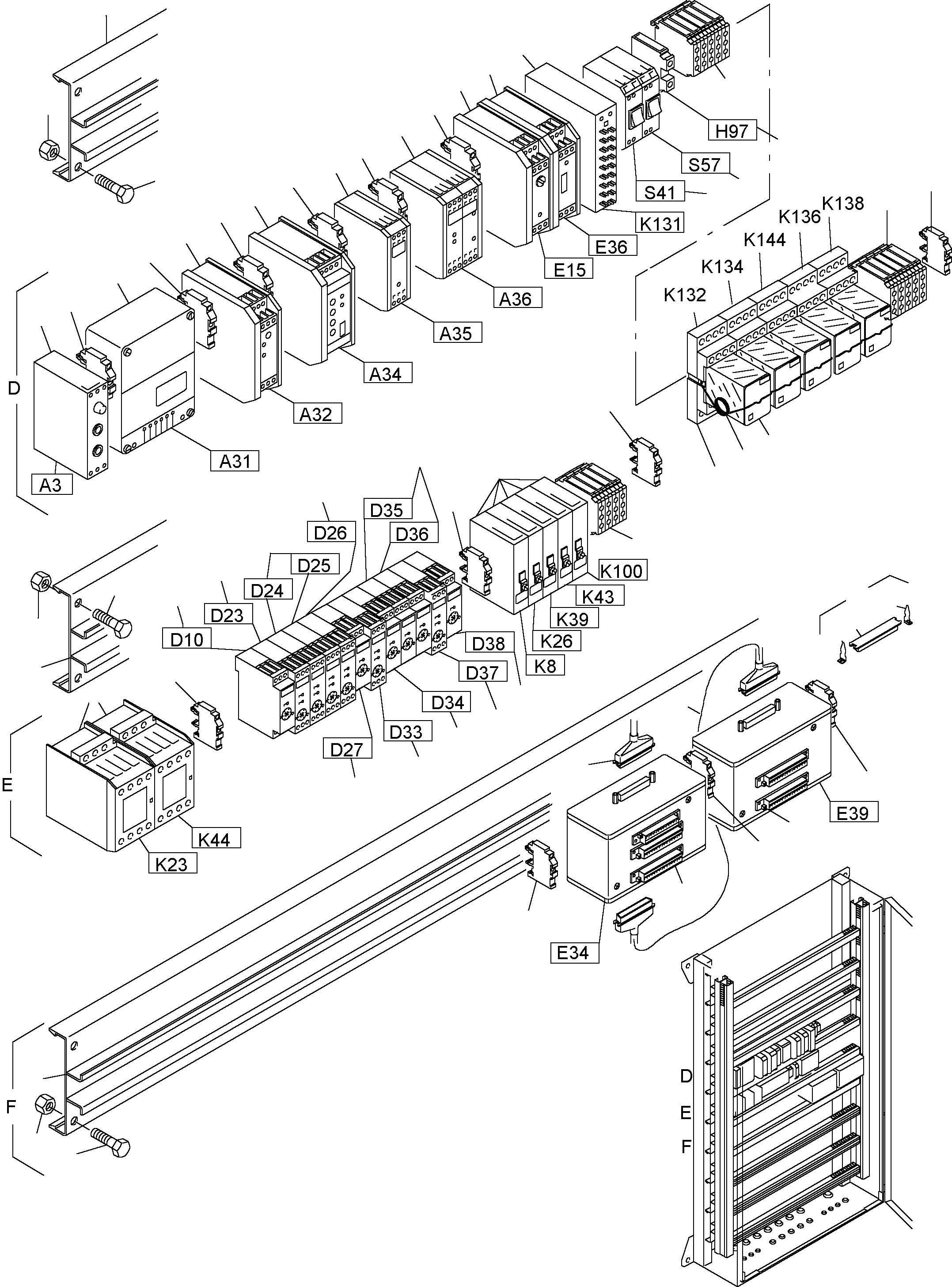 Komatsu parts book diagram for PC3000-1 S/N 06190: MAIN SWITCH BOX IN CAB SUPPORT