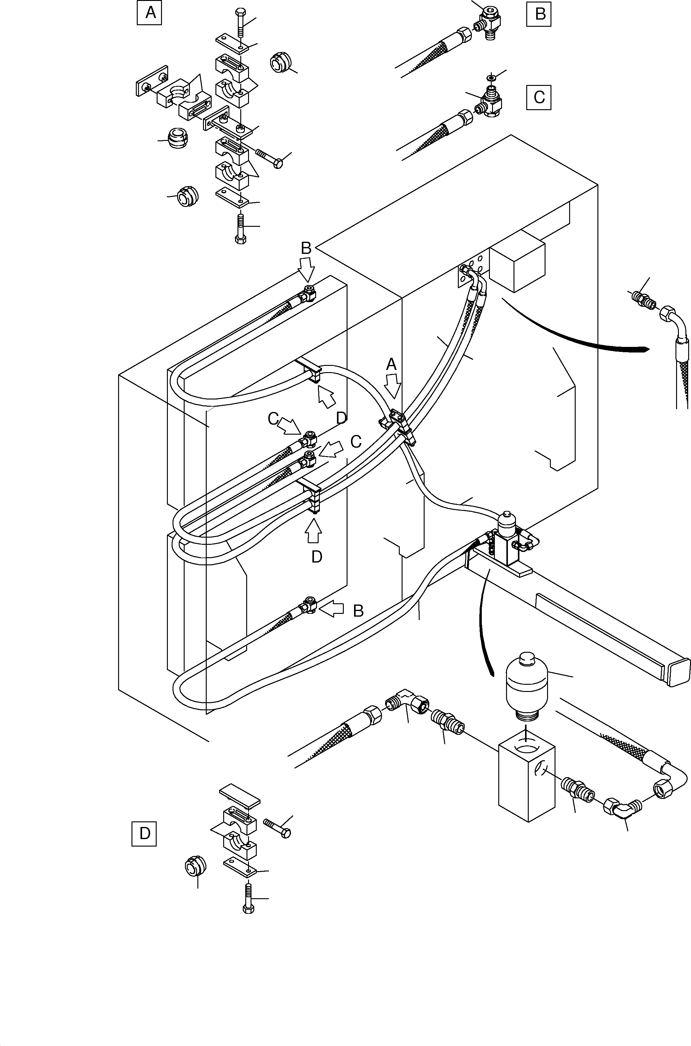 Komatsu parts book diagram for PC3000-1 S/N 06191: OIL COOLER - HOSES ASSY.