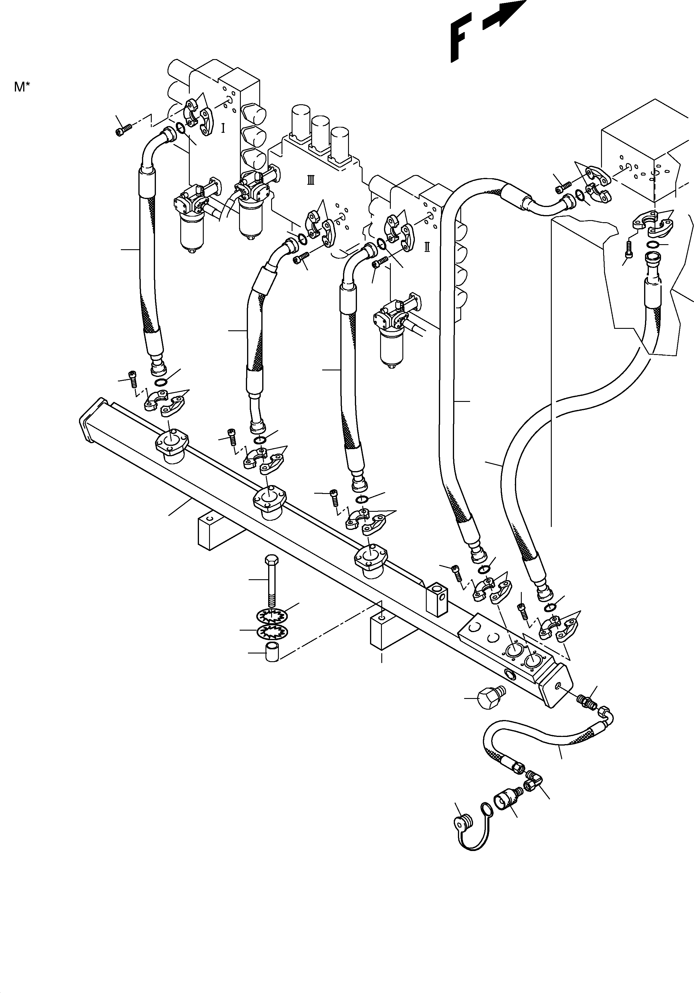 Komatsu parts book diagram for PC3000-1 S/N 06191: RETURN LINES - CONTROLBLOCKS