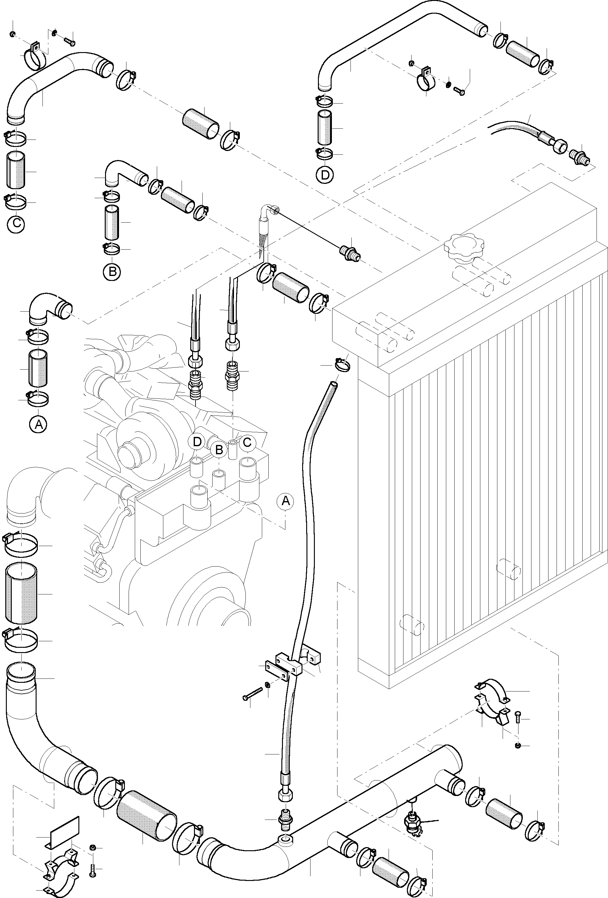 Komatsu parts book diagram for PC3000-1 S/N 06191: COOLANT LINES
