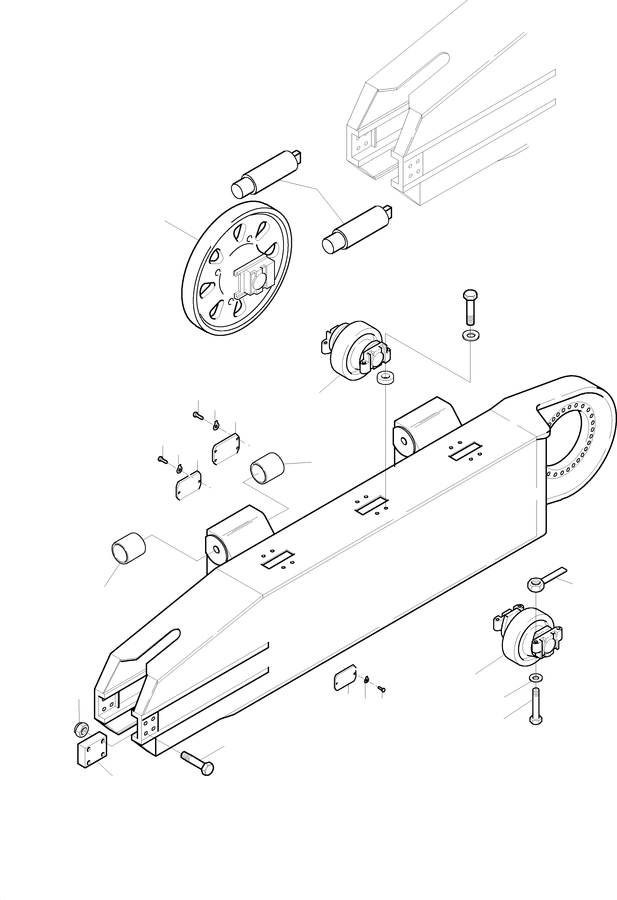 Komatsu parts book diagram for PC3000-1 S/N 06191: TRACK GROUP - IDLER PROTECTION