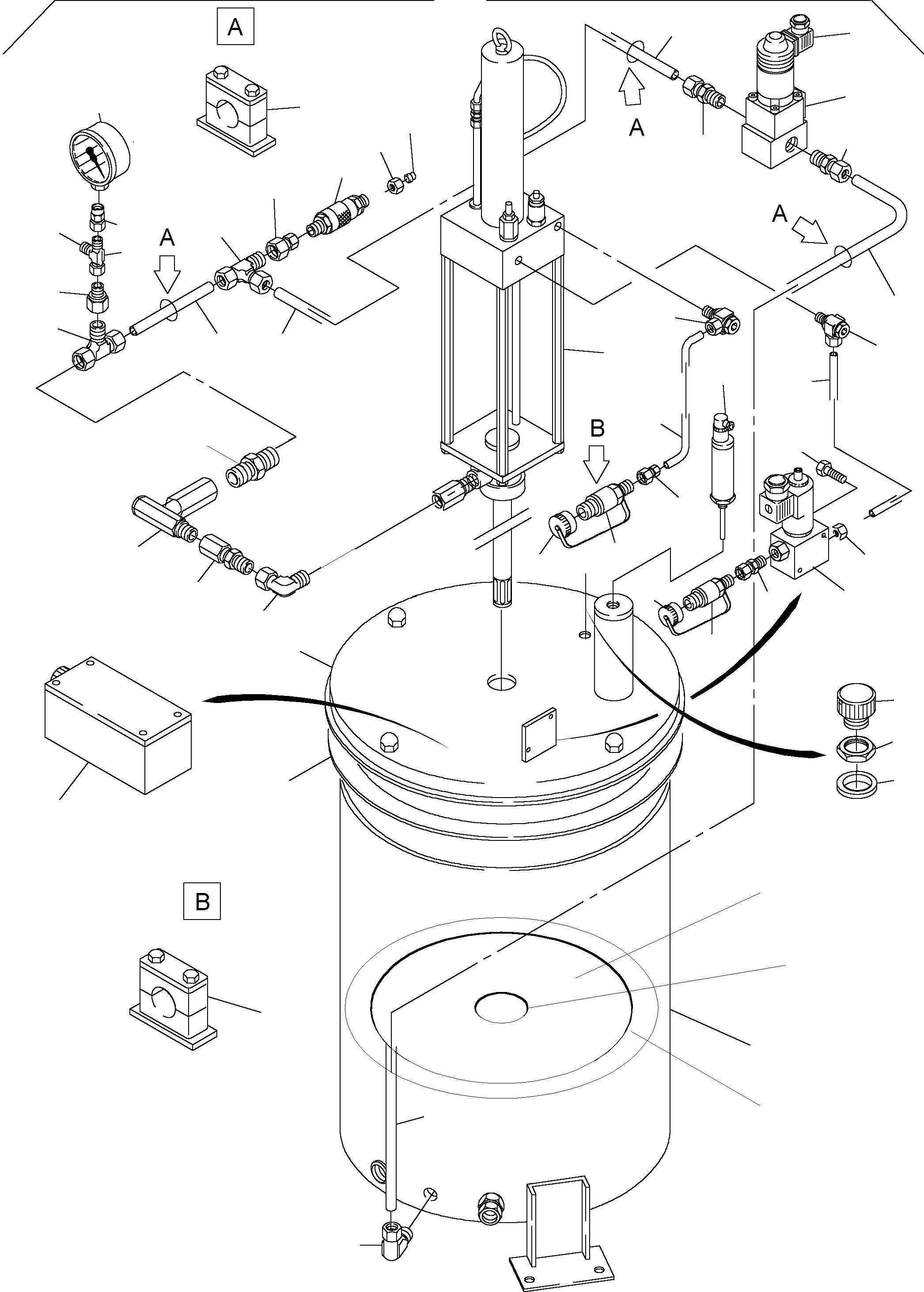 Komatsu parts book diagram for PC3000-1 S/N 06191: LUBE PUMP STATION, FILLING CONNECTION