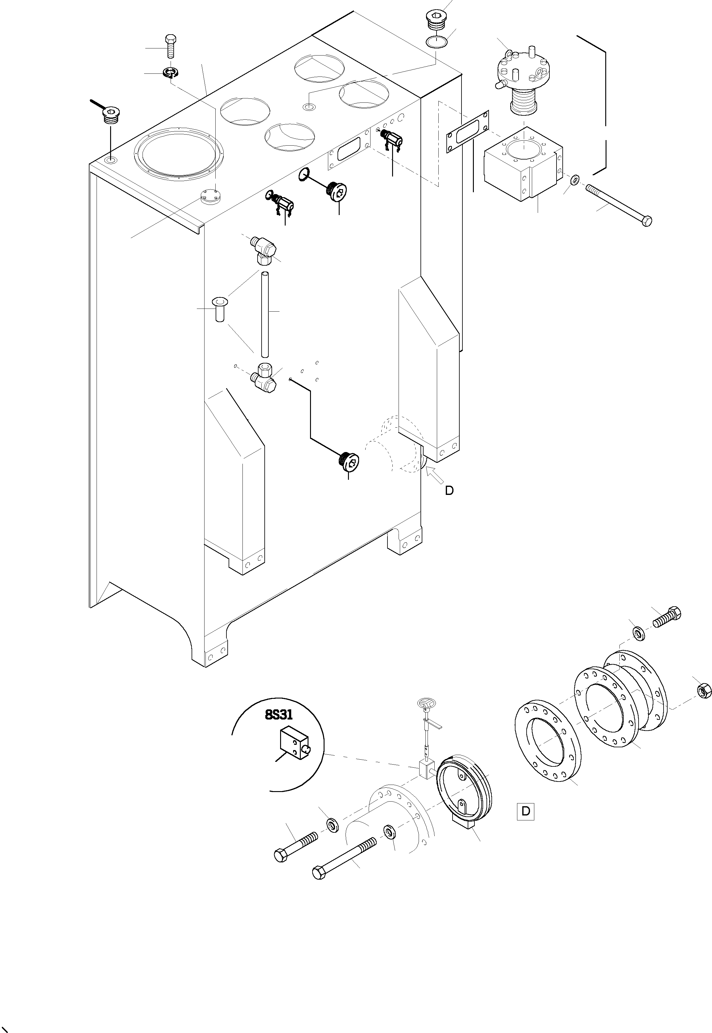 Komatsu parts book diagram for PC3000-1 S/N 06191: MAIN OIL TANK