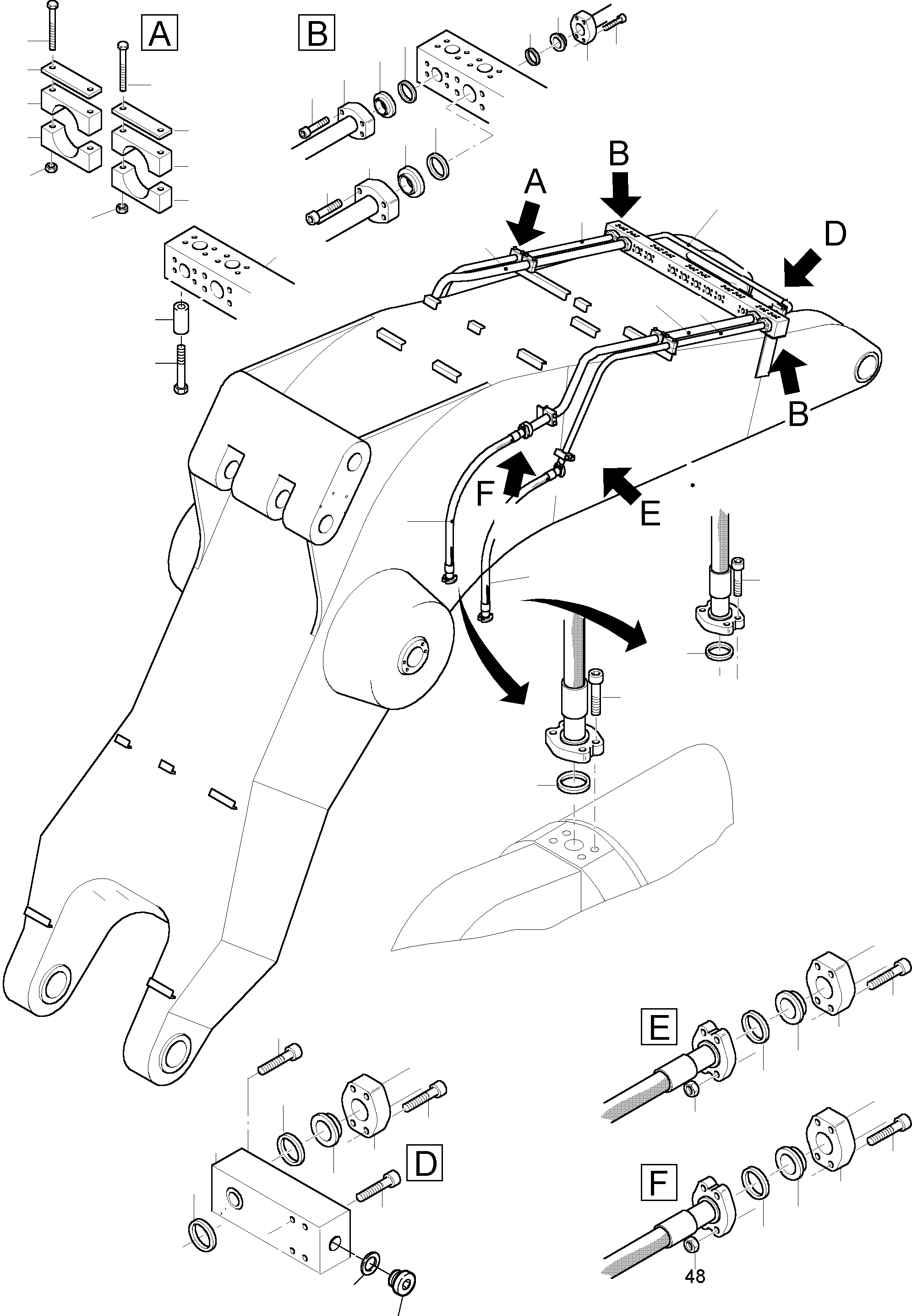 Komatsu parts book diagram for PC3000-1 S/N 06191: BACKHOE BOOM