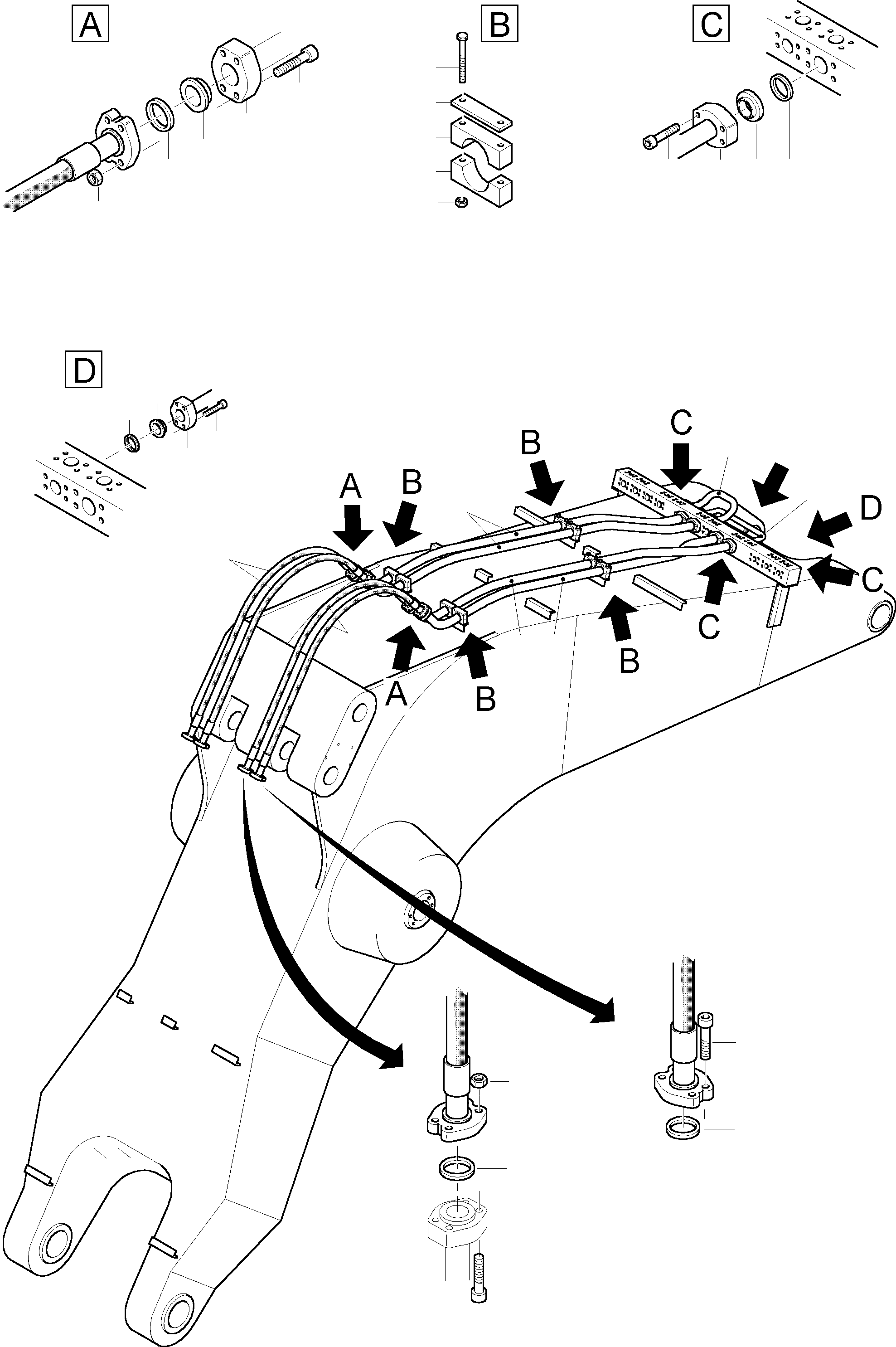 Komatsu parts book diagram for PC3000-1 S/N 06191: BACKHOE BOOM