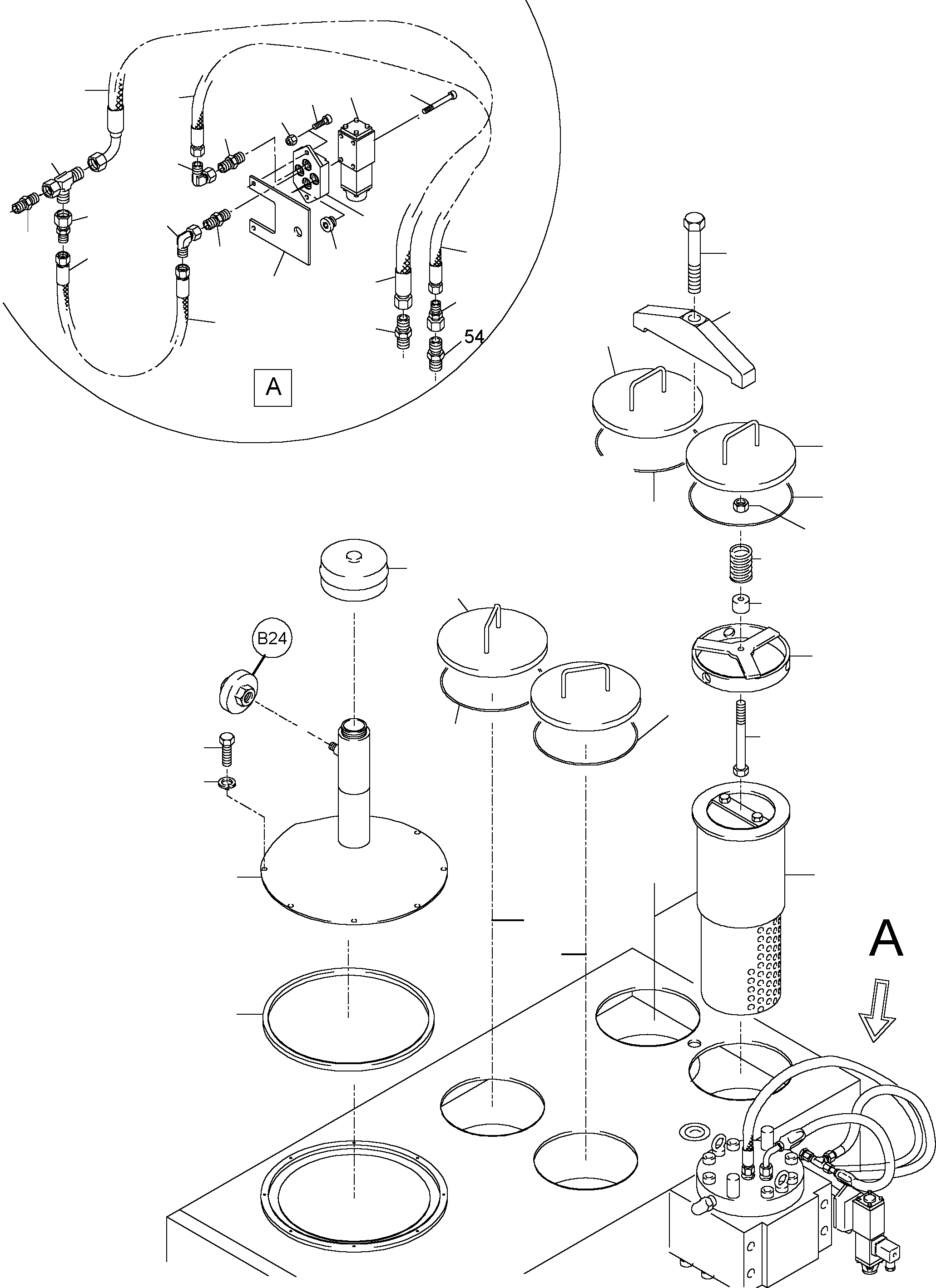 Komatsu parts book diagram for PC3000-1 S/N 06194: MAIN OIL TANK