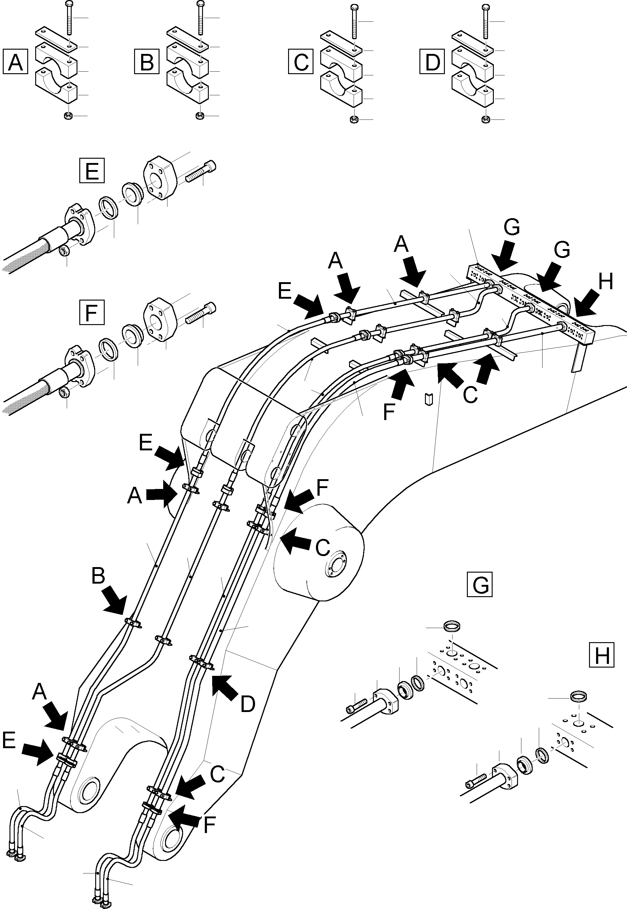 Komatsu parts book diagram for PC3000-1 S/N 06194: BACKHOE BOOM
