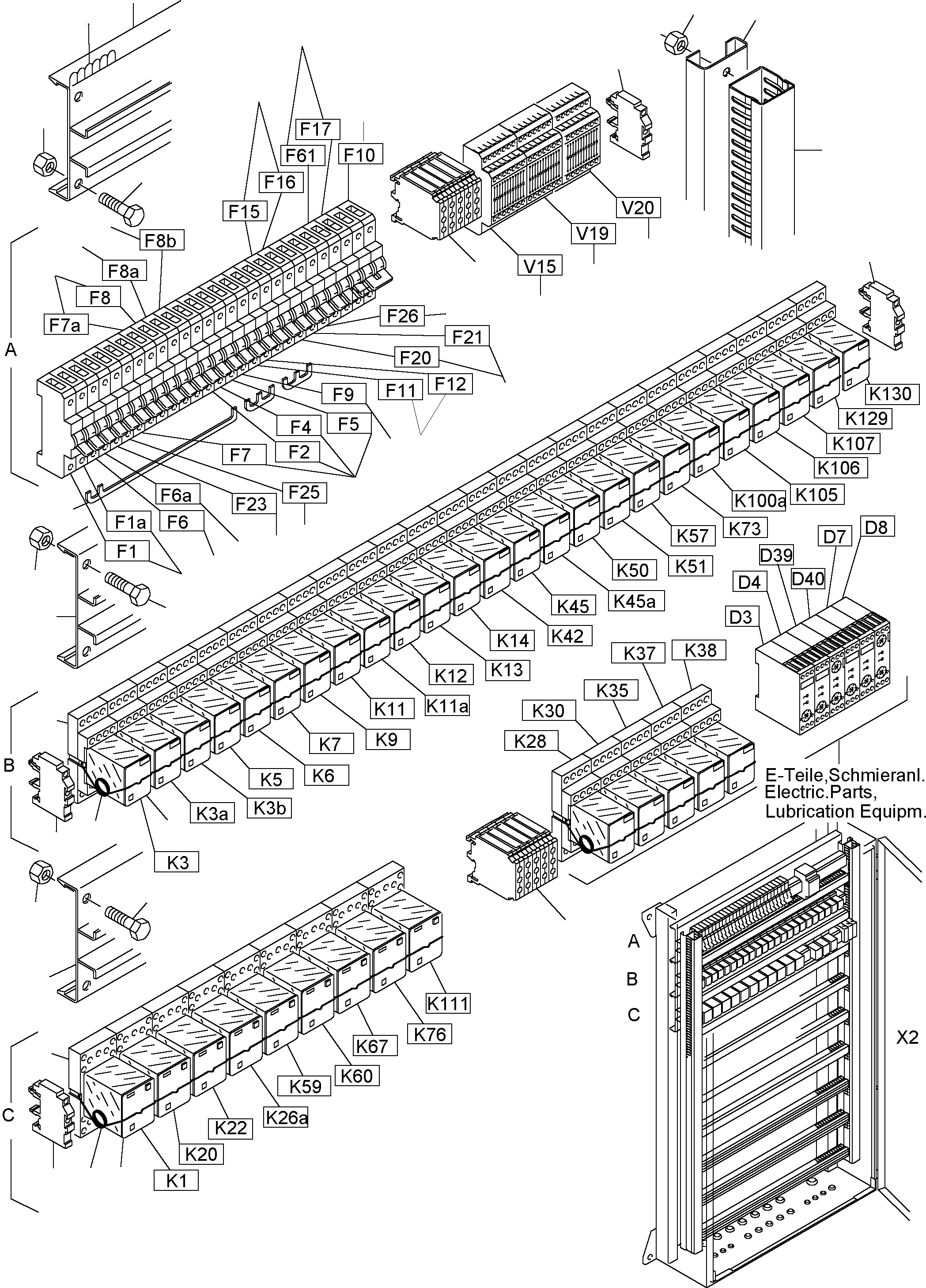 Komatsu parts book diagram for PC3000-1 S/N 06194: MAIN SWITCH BOX IN CAB SUPPORT