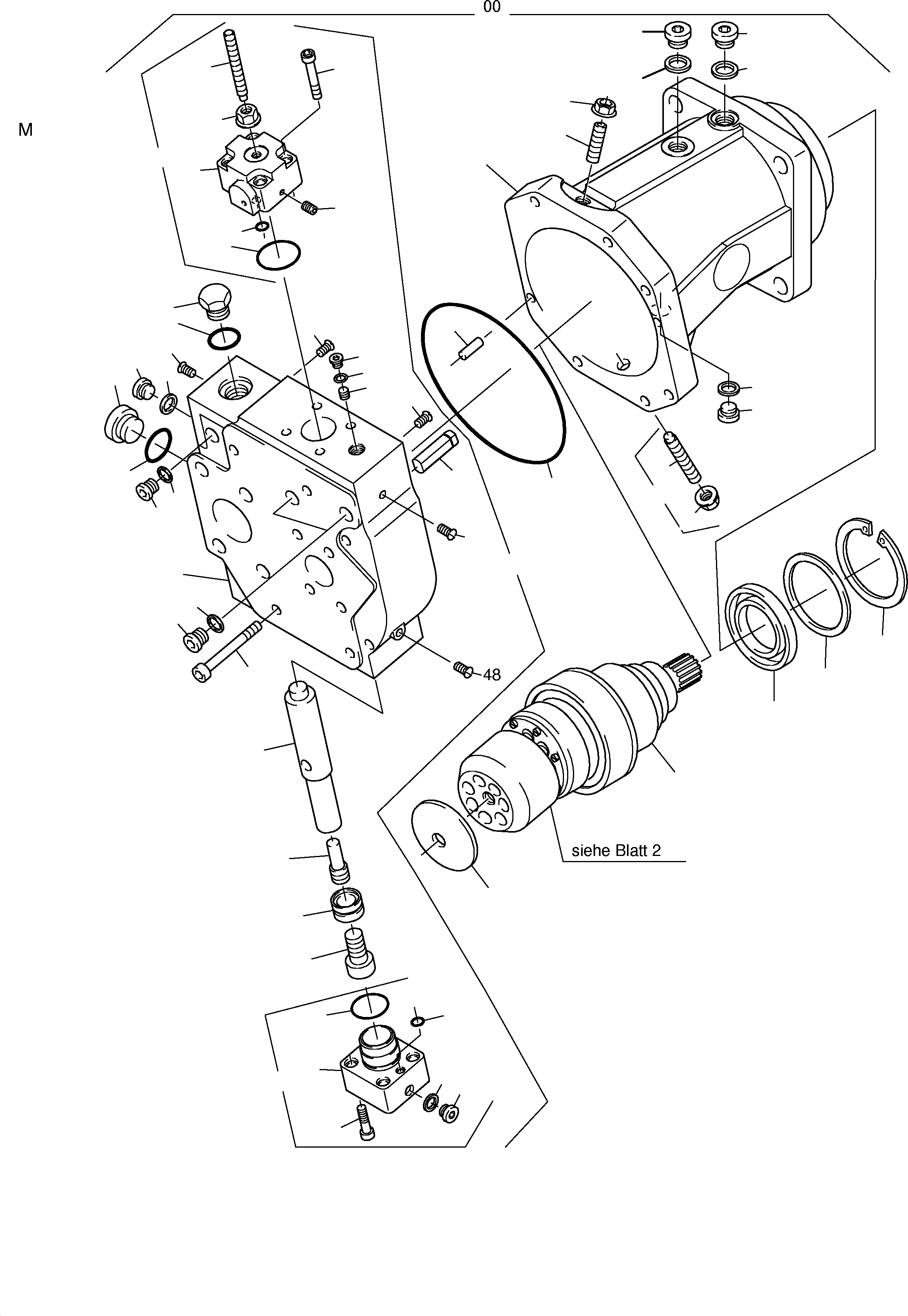 Komatsu parts book diagram for PC3000-1 S/N 06197: HYDR. PUMP