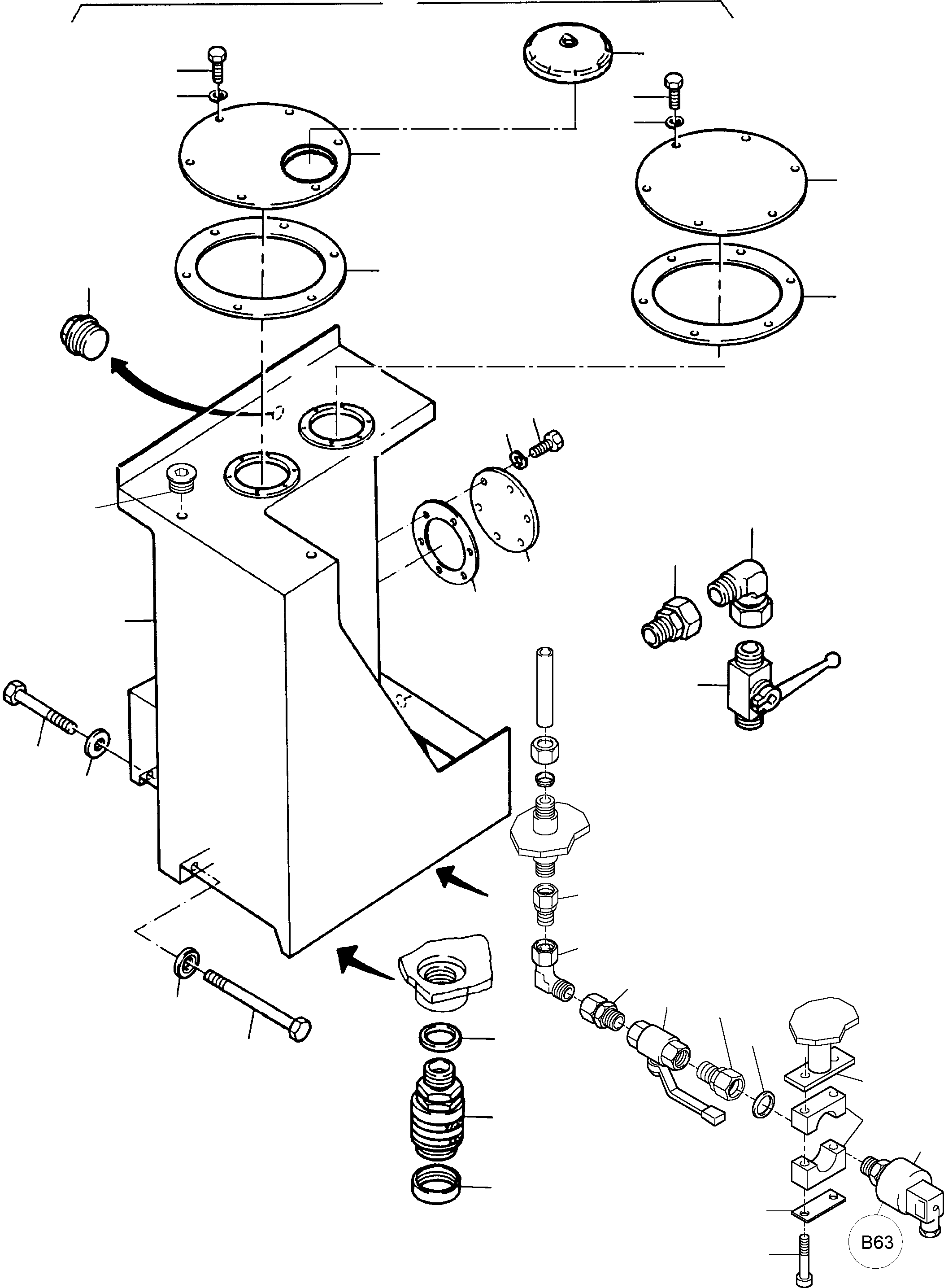 Komatsu parts book diagram for PC3000-1 S/N 06197: FUEL TANK