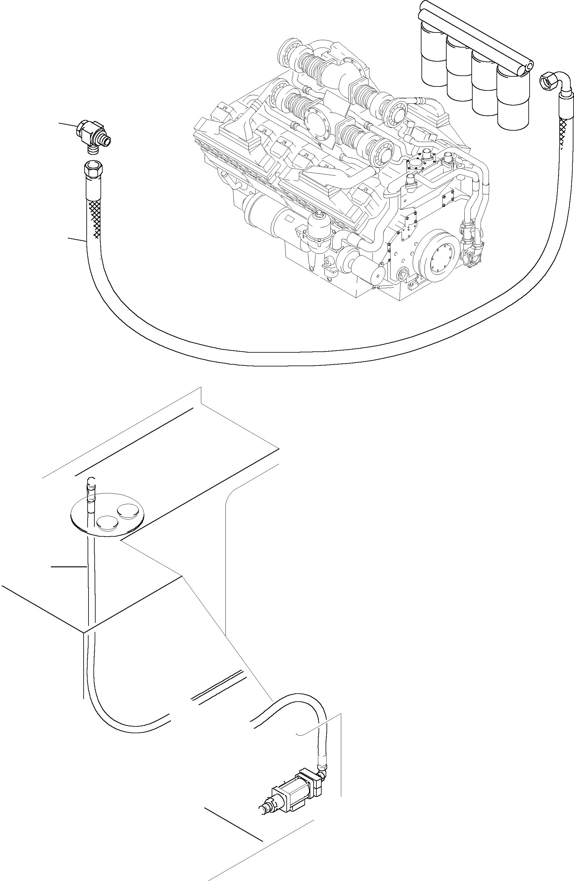 Komatsu parts book diagram for PC3000-1 S/N 06197: FUEL LINES WITH SEPARATOR