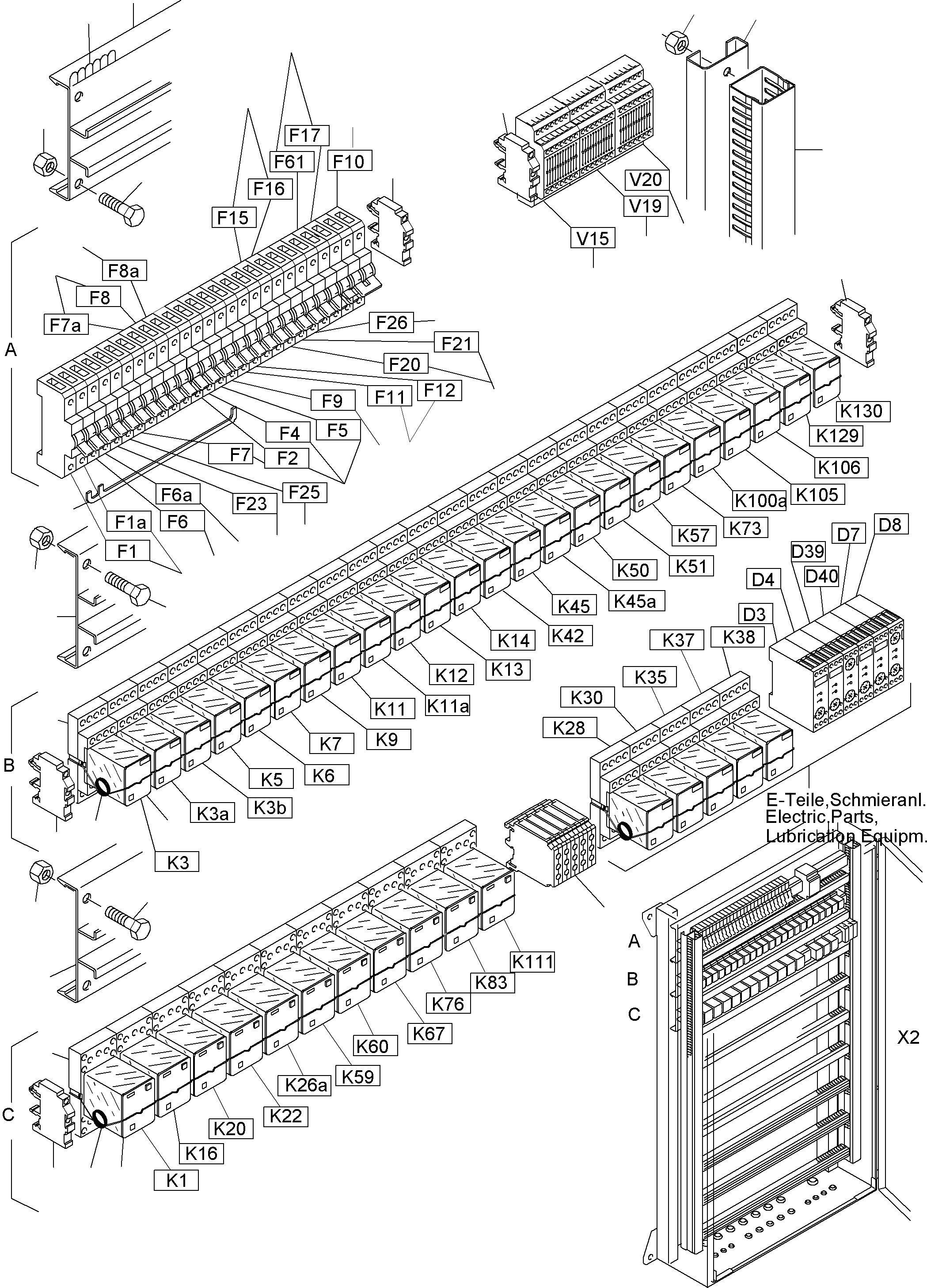 Komatsu parts book diagram for PC3000-1 S/N 06197: MAIN SWITCH BOX IN CAB SUPPORT