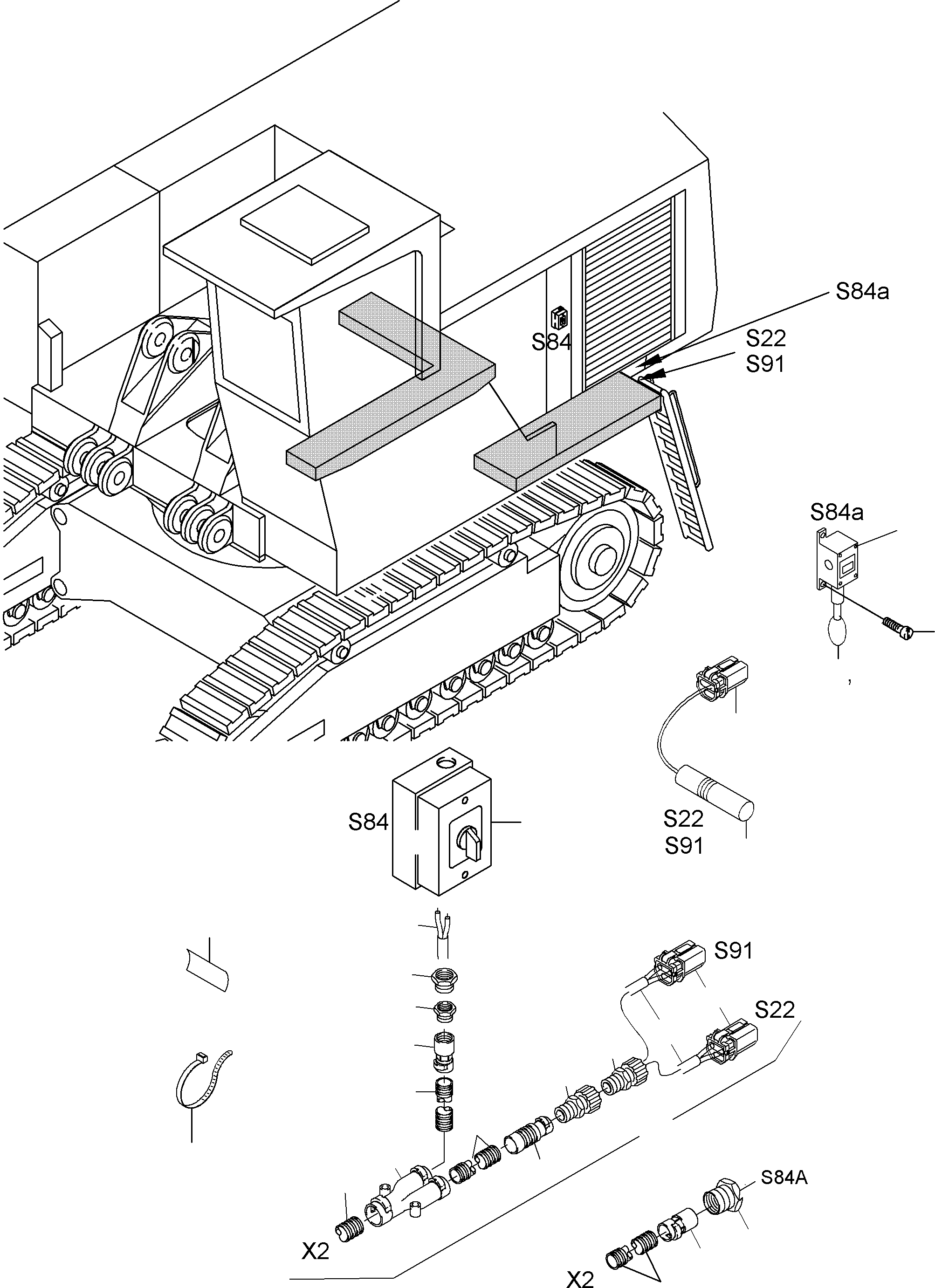 Komatsu parts book diagram for PC3000-1 S/N 06197: ELECTRIC PARTS - LADDER
