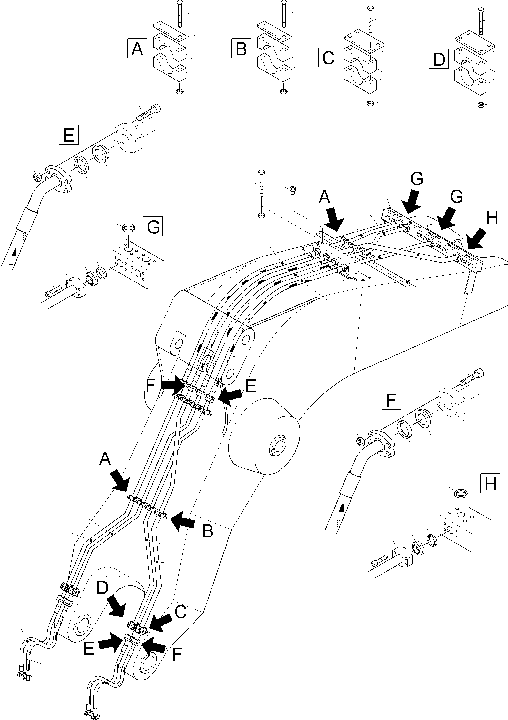 Komatsu parts book diagram for PC3000-1 S/N 06197: BACKHOE BOOM 8.6M