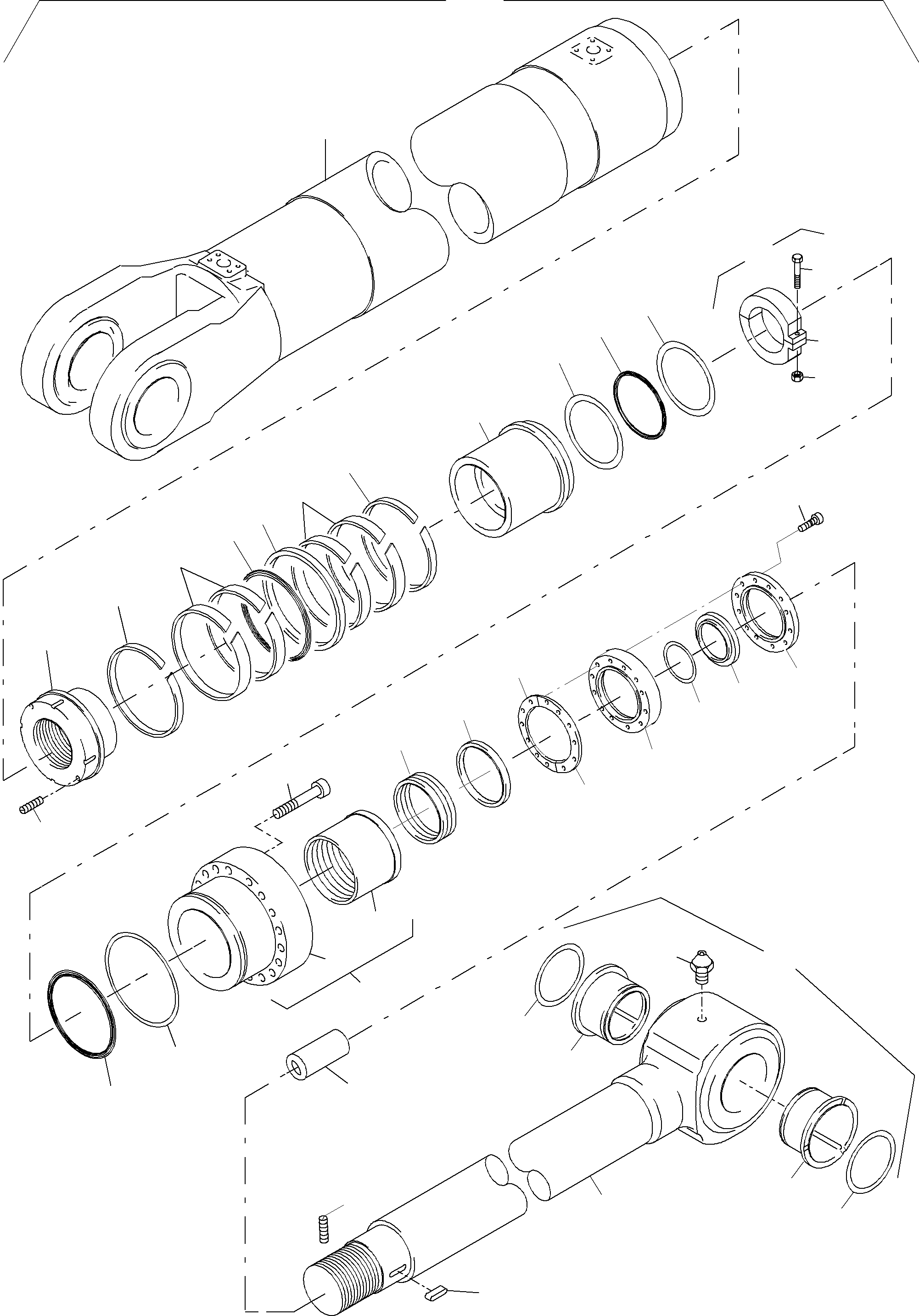 Komatsu parts book diagram for PC3000-1 S/N 06197: HYDRAULIC CYLINDER