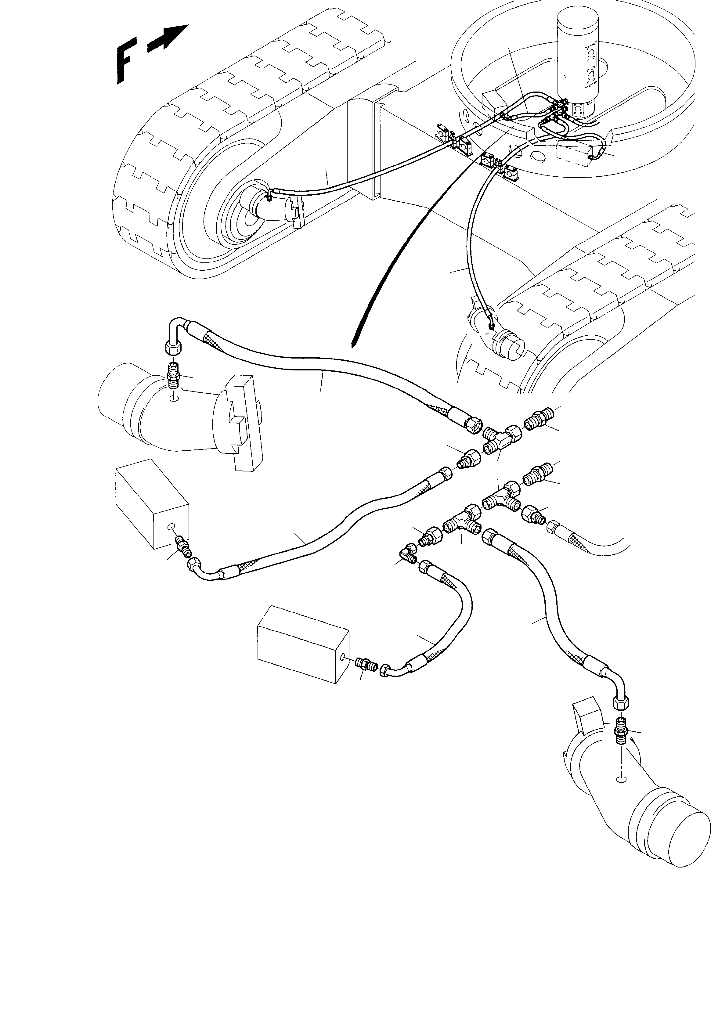 Komatsu parts book diagram for PC3000-1 S/N 06206: DRIVE MOTOR, BRAKE VALVE - LEAKAGE LINES