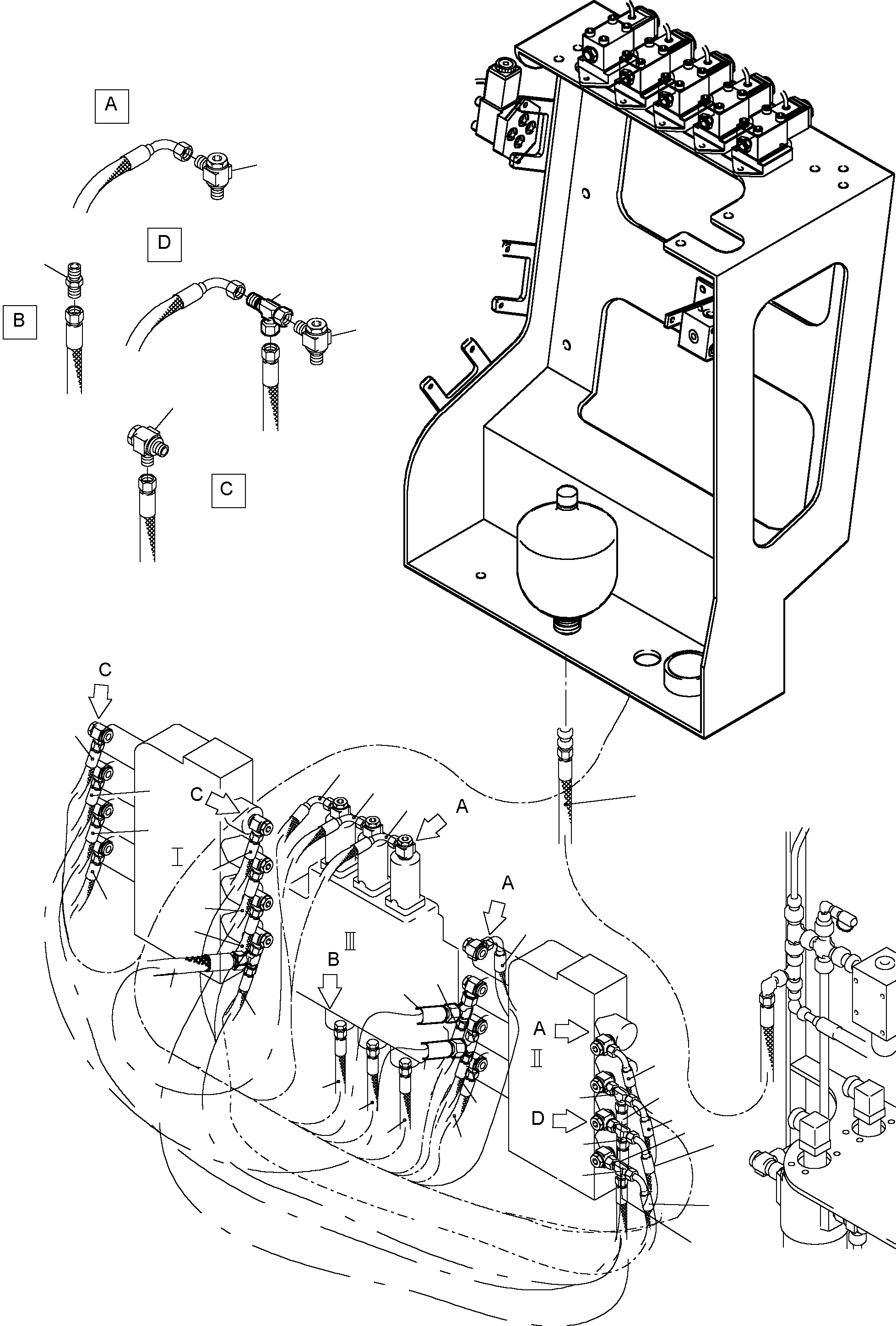 Komatsu parts book diagram for PC3000-1 S/N 06206: CONTROL LINES - CONTROL BLOCKS, CONTROL- AND FILTER PLATE (BE)