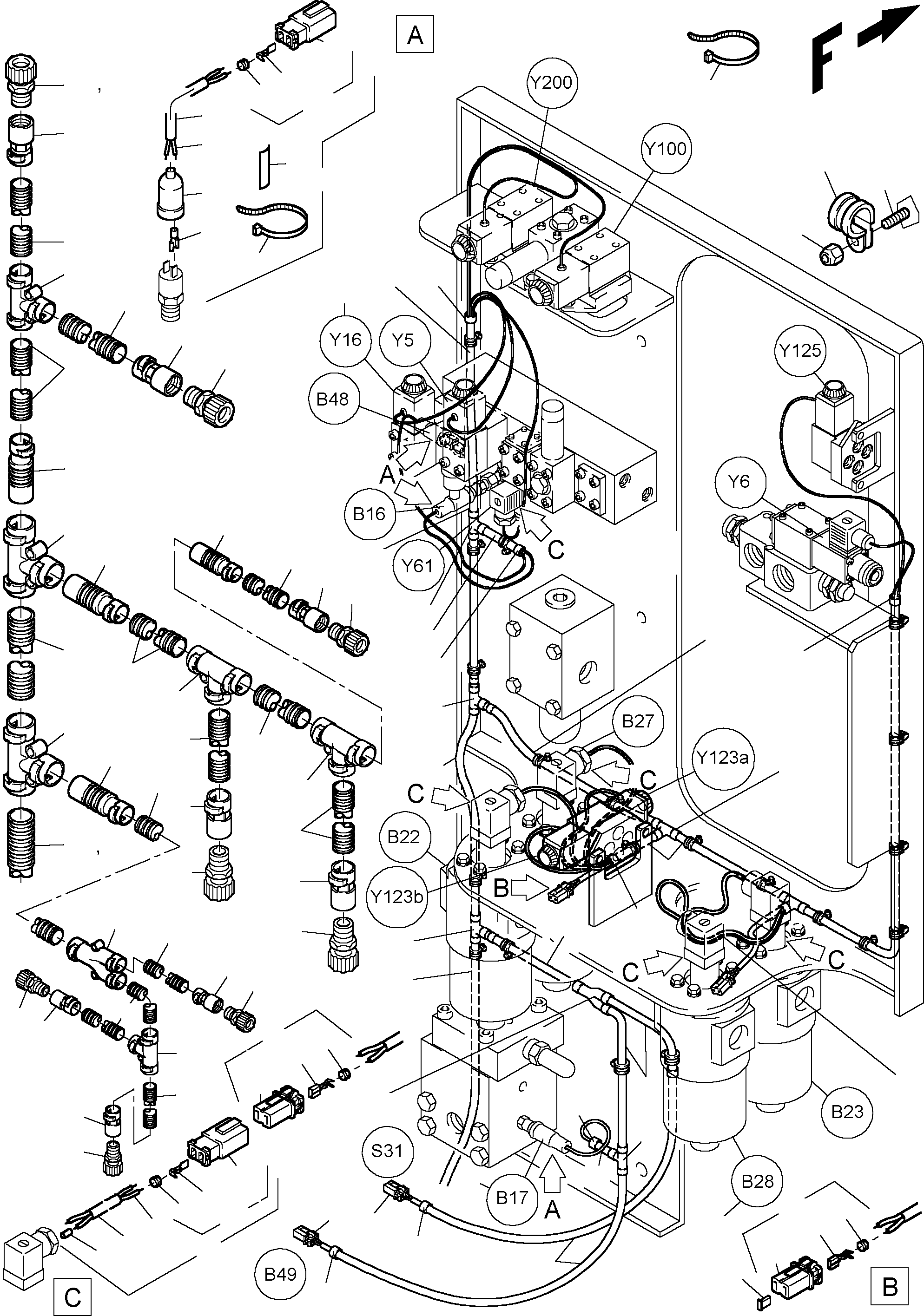 Komatsu parts book diagram for PC3000-1 S/N 06206: CABLES - CONTROL FRAME