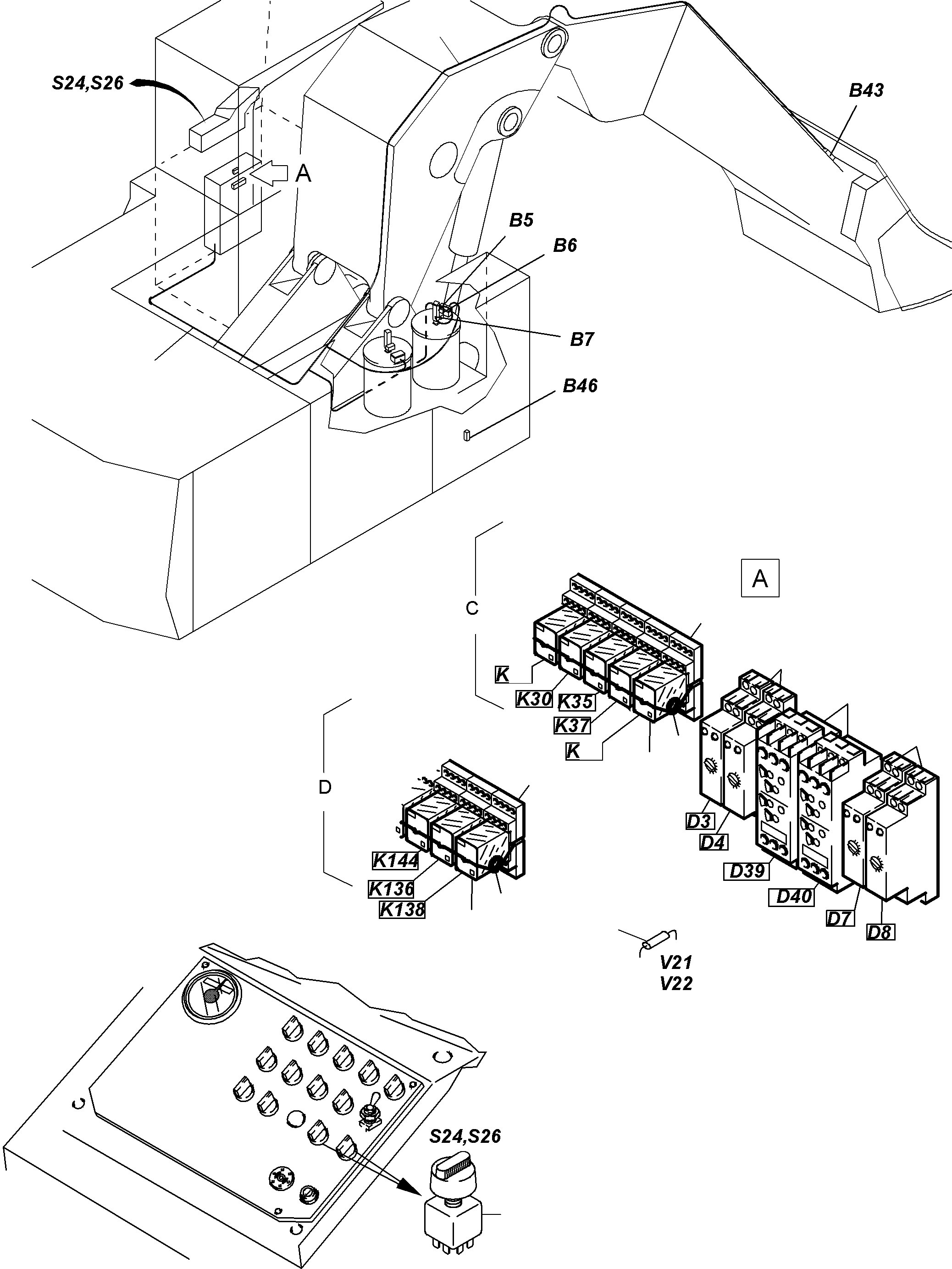 Komatsu parts book diagram for PC3000-1 S/N 06206: ELECTR. PARTS