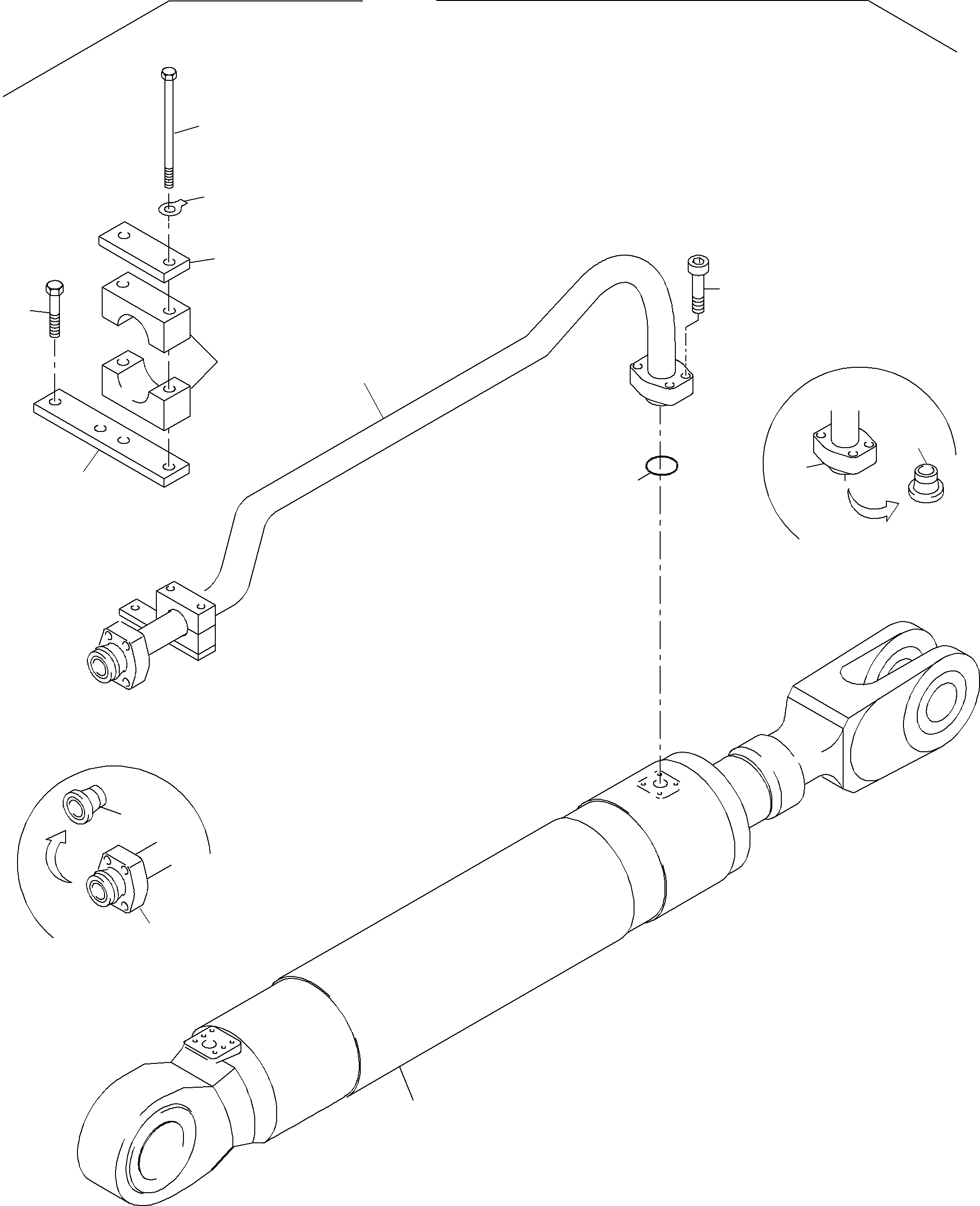 Komatsu parts book diagram for PC3000-1 S/N 06206: STICK CYLINDER WITH PIPES