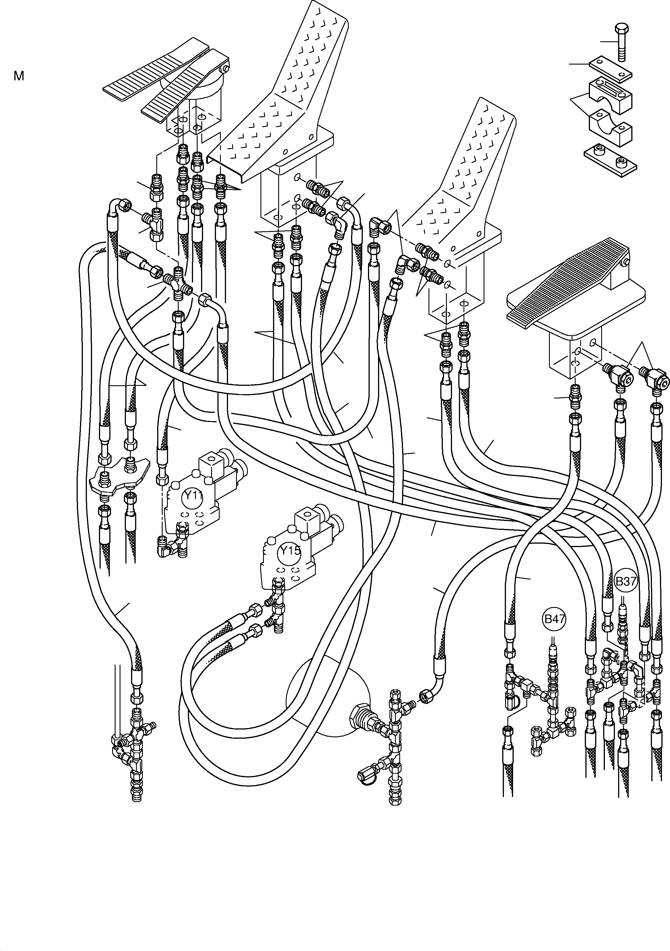 Komatsu parts book diagram for PC3000-1 S/N 06209: CONTROL LINES - PILOTCONTROL PLATE TO PILOT OIL UNITS