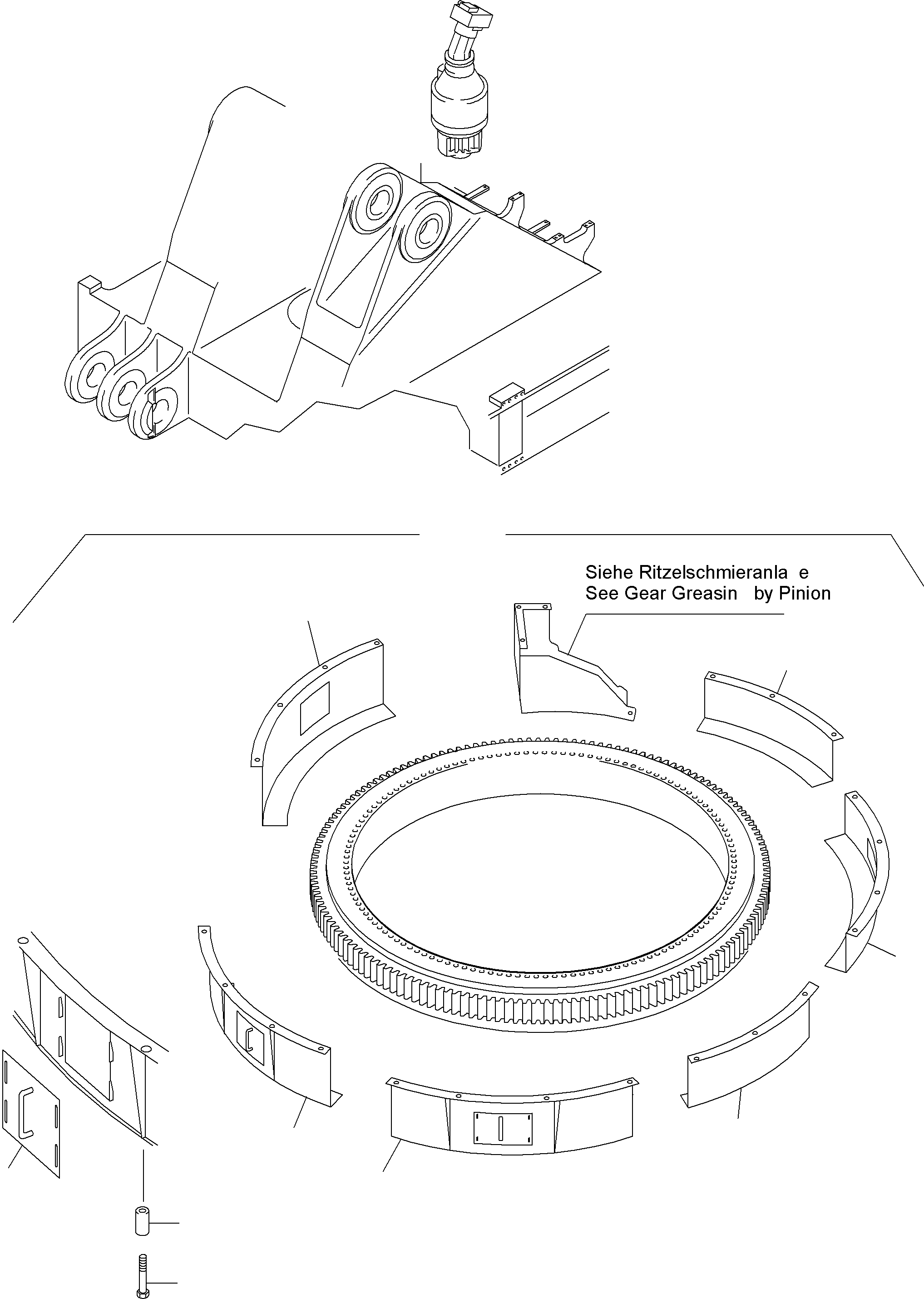 Komatsu parts book diagram for PC3000-1 S/N 06209: SLEW RING PROTECTION