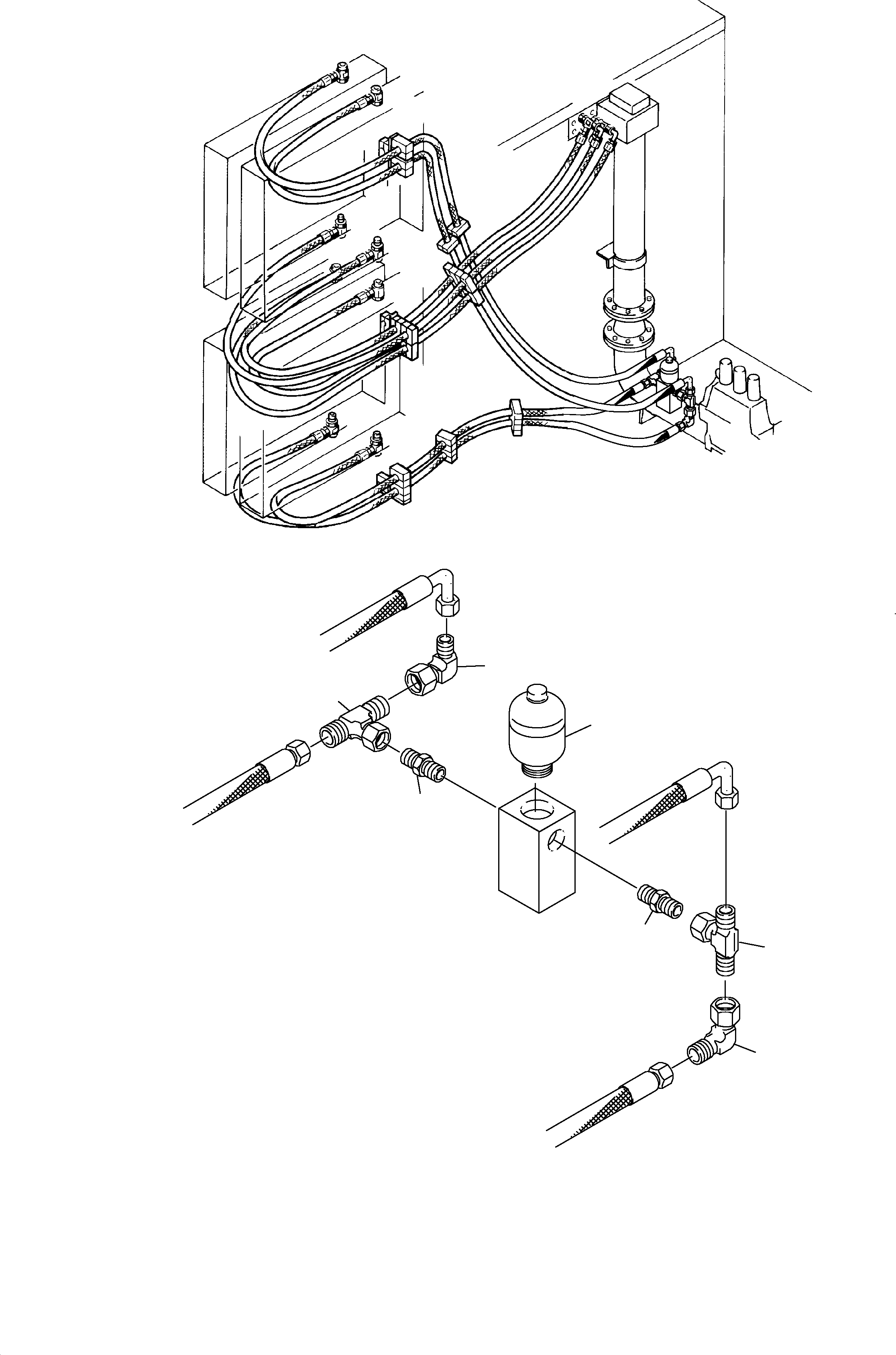 Komatsu parts book diagram for PC3000-1 S/N 06209: OIL COOLER - HOSES ASSY.