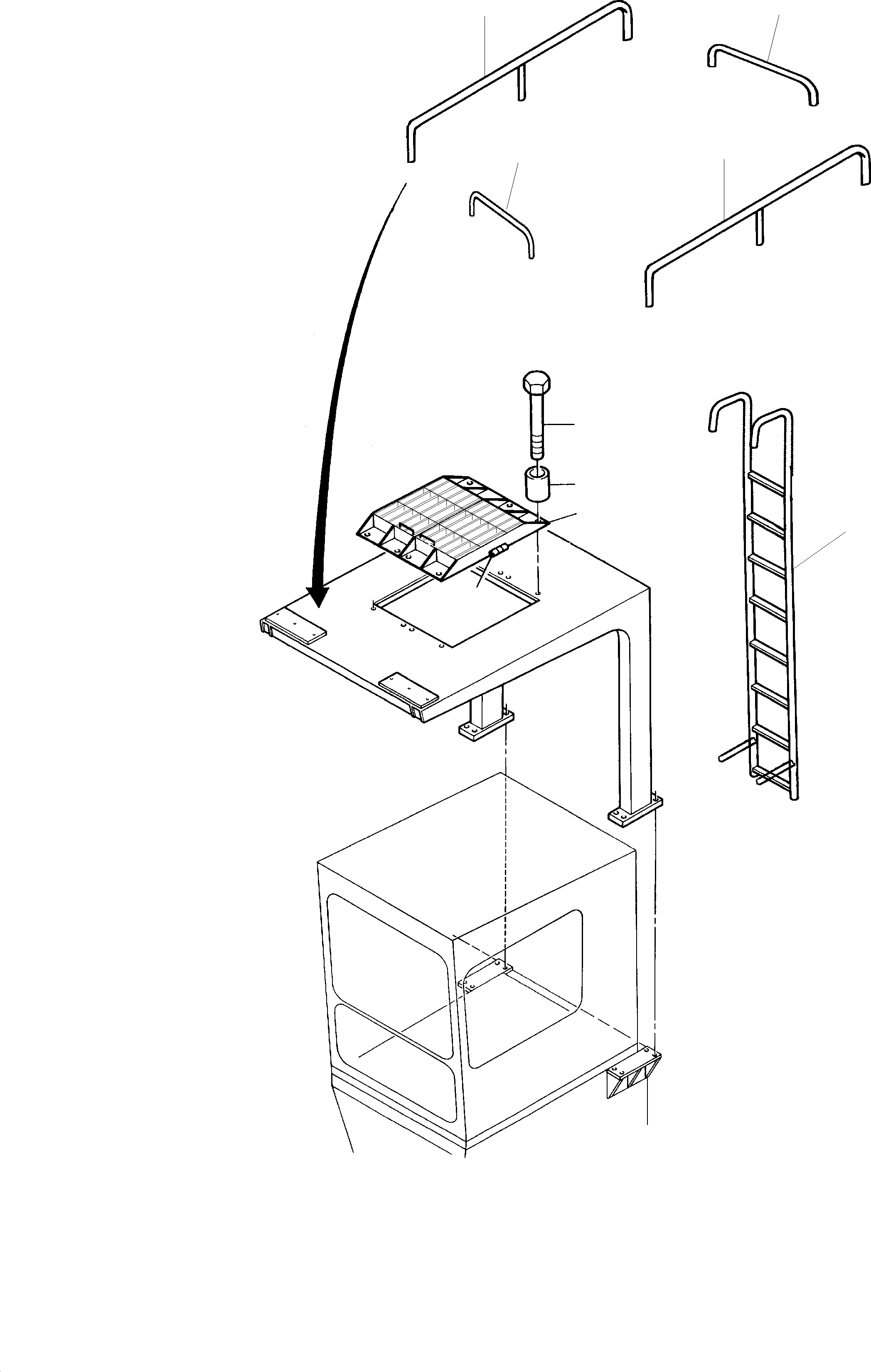 Komatsu parts book diagram for PC3000-1 S/N 06209: ADD. PARTS PROTECTION ROOF FOR AIR CONDITIONING EQUIPMENT