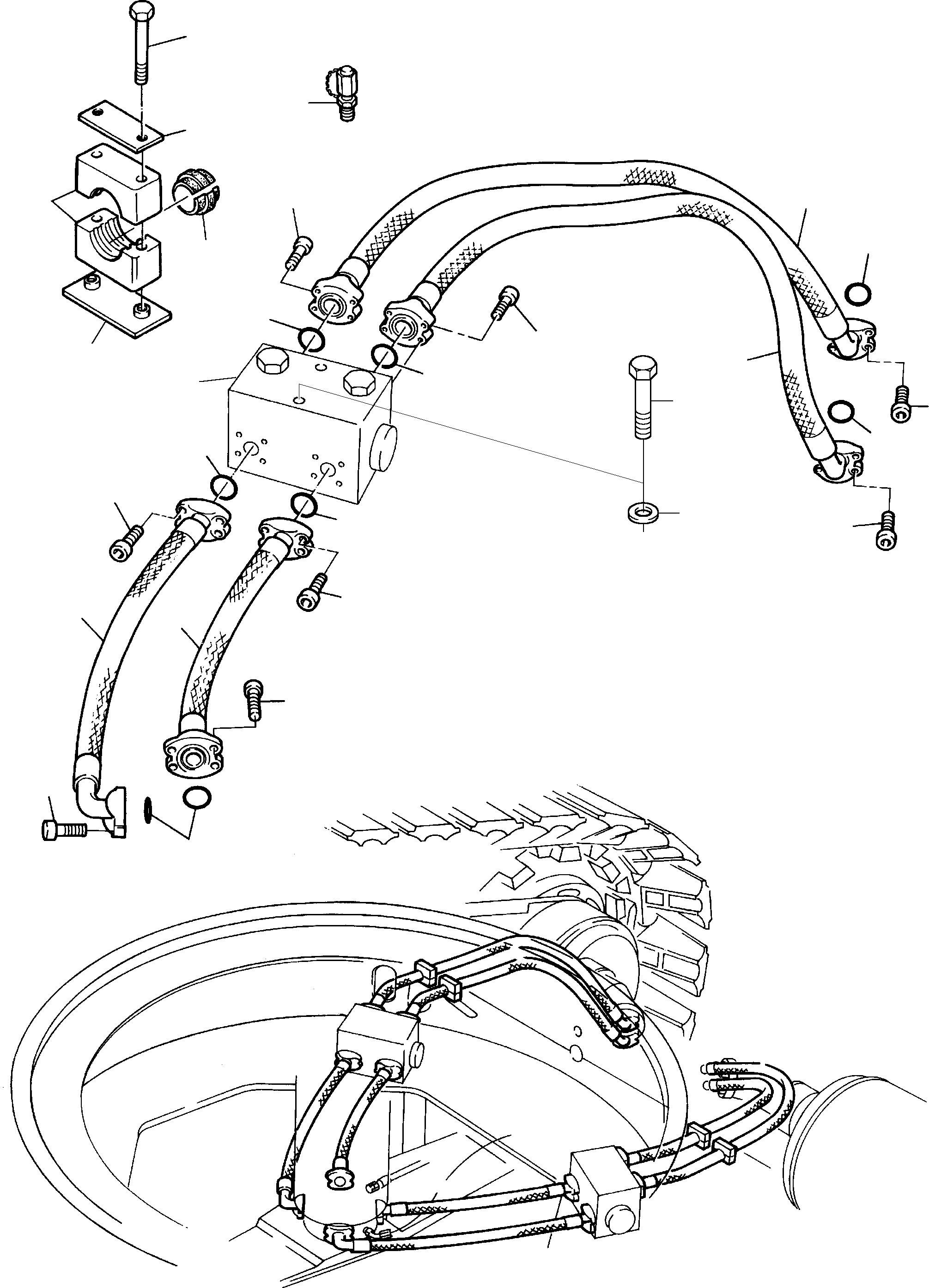 Komatsu parts book diagram for PC3000-1 S/N 06209: PRESSURE LINES, DRIVEMOTOR - ROTARY JOINT