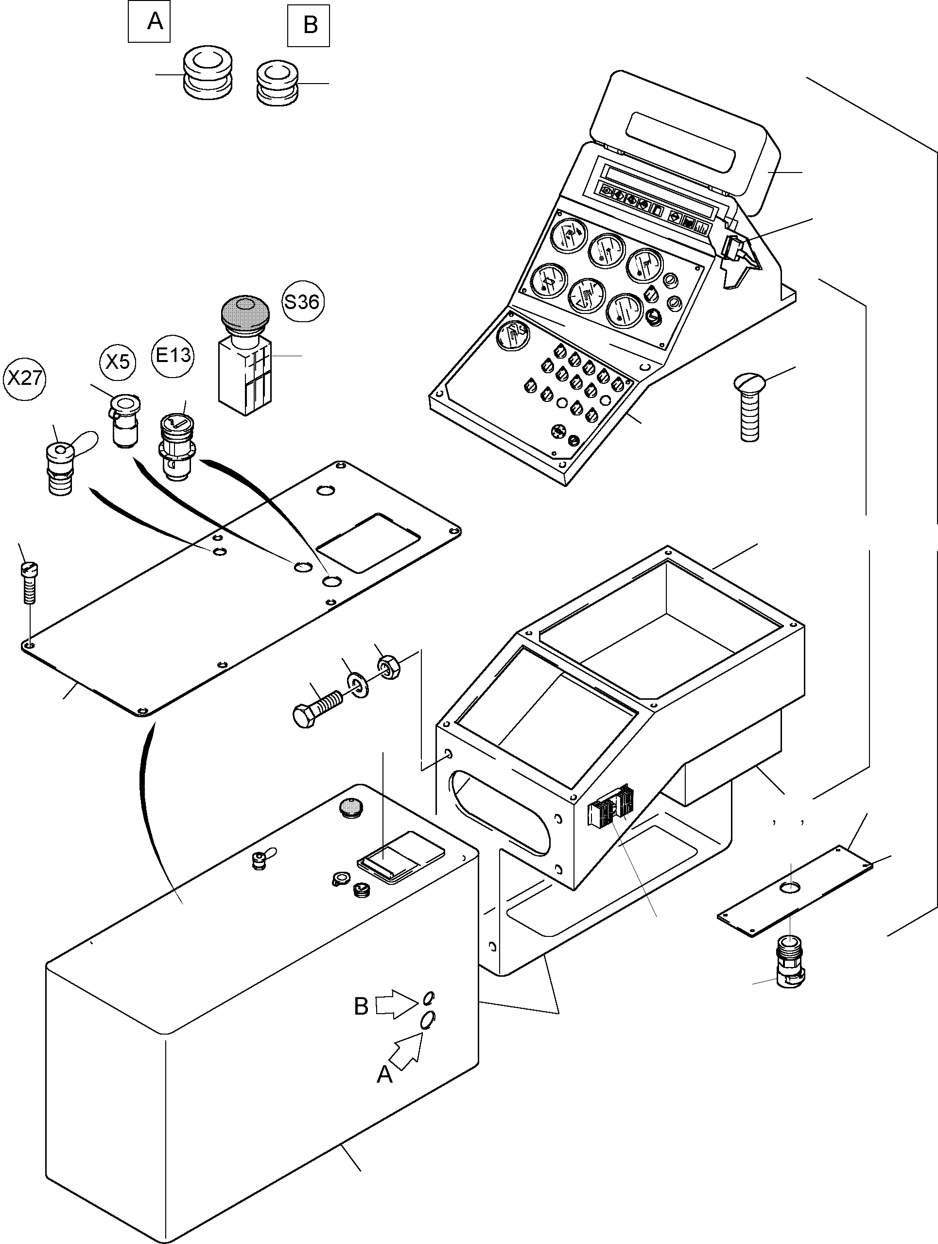 Komatsu parts book diagram for PC3000-1 S/N 06209: OPERATION PANEL - ETM