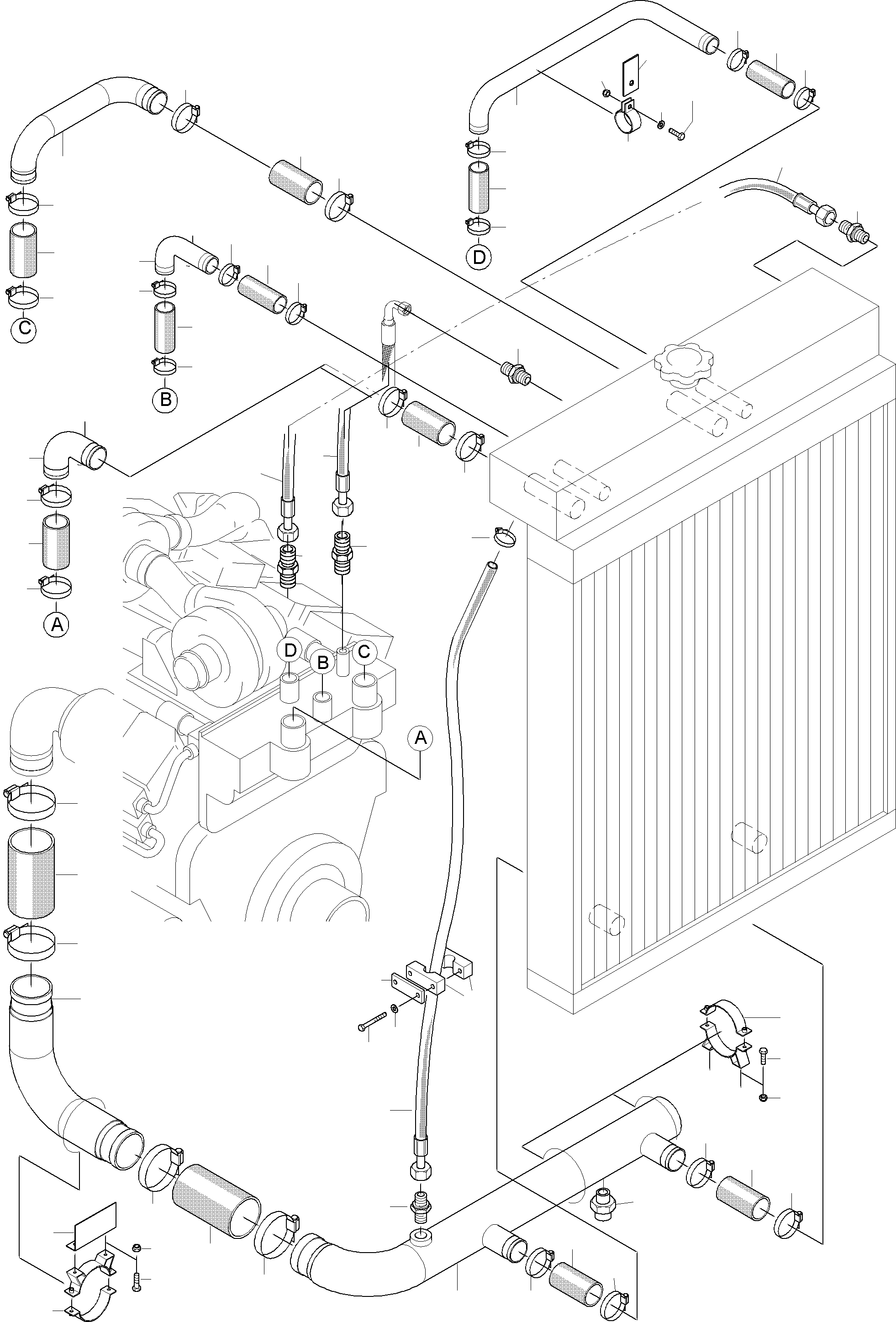 Komatsu parts book diagram for PC3000-1 S/N 06209: COOLANT LINES