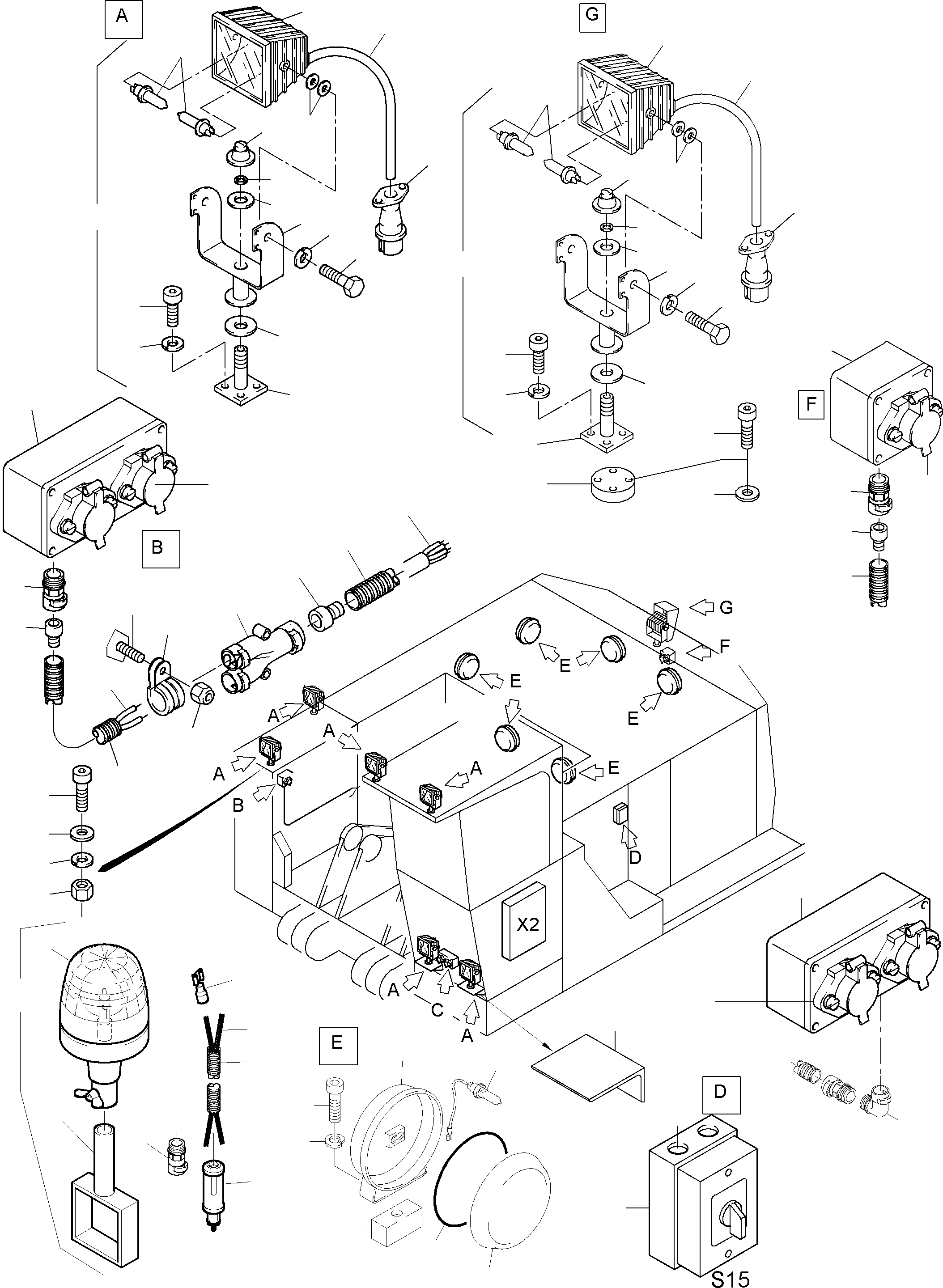 Komatsu parts book diagram for PC3000-1 S/N 06209: LIGHTING EQUIPMENT