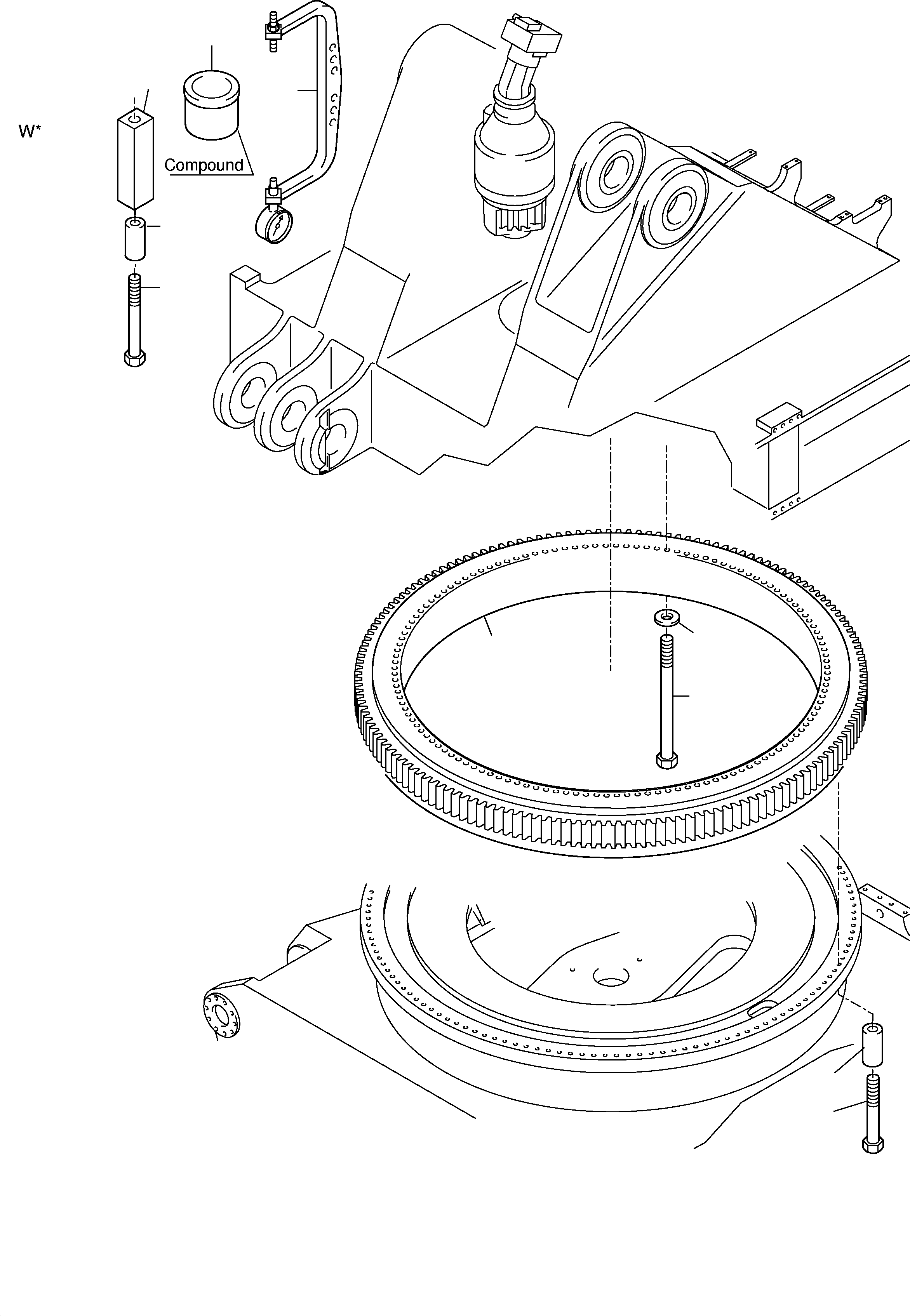 Komatsu parts book diagram for PC3000-1 S/N 06211: SLEW RING ARR.