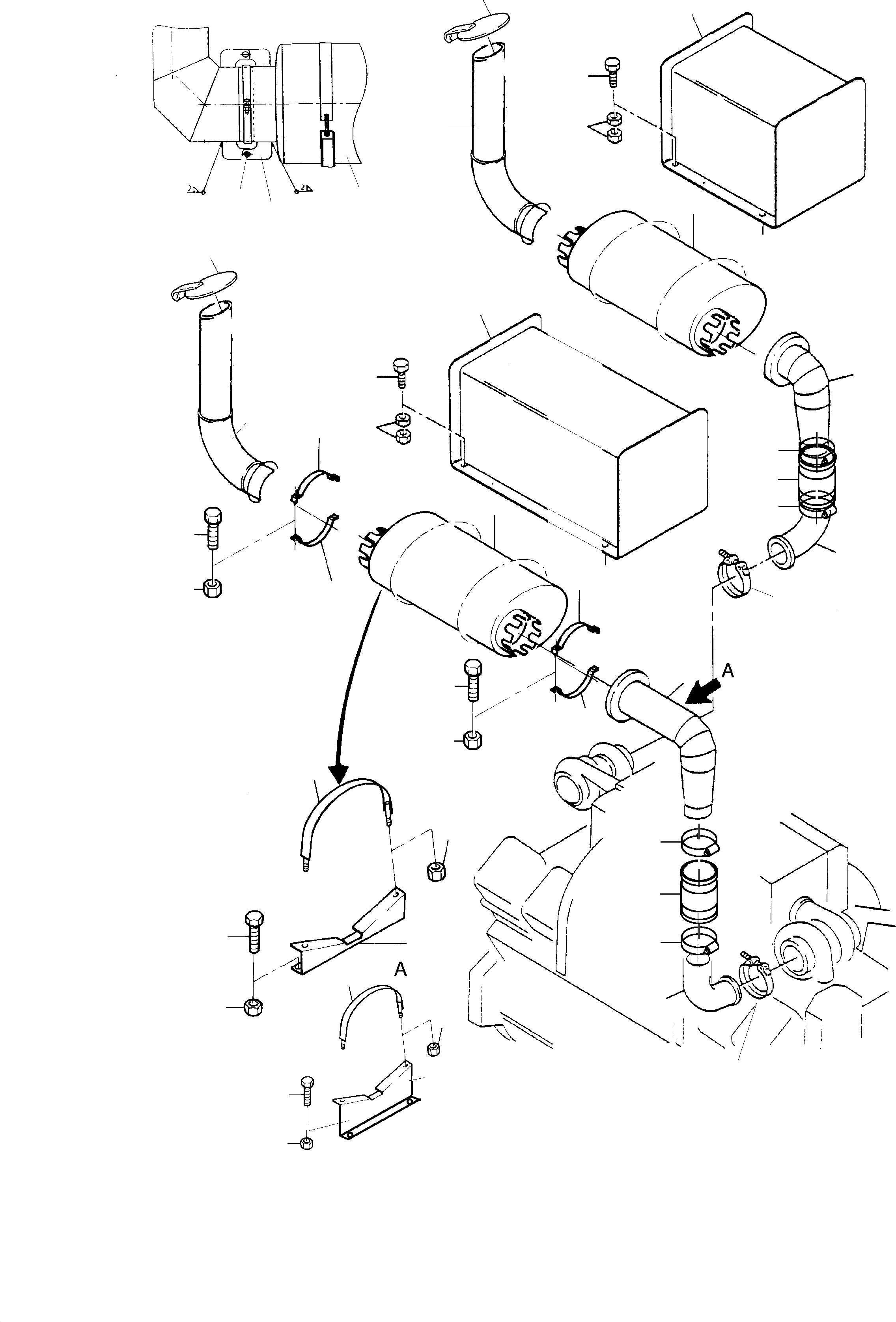Komatsu parts book diagram for PC3000-1 S/N 06211: EXHAUST SYSTEM