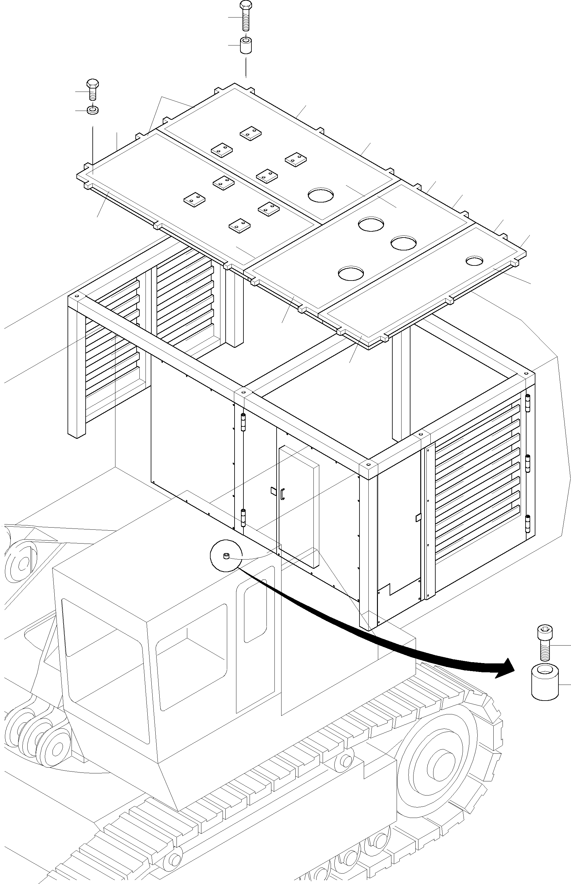 Komatsu parts book diagram for PC3000-1 S/N 06211: COVERING - ENGINE HOUSING