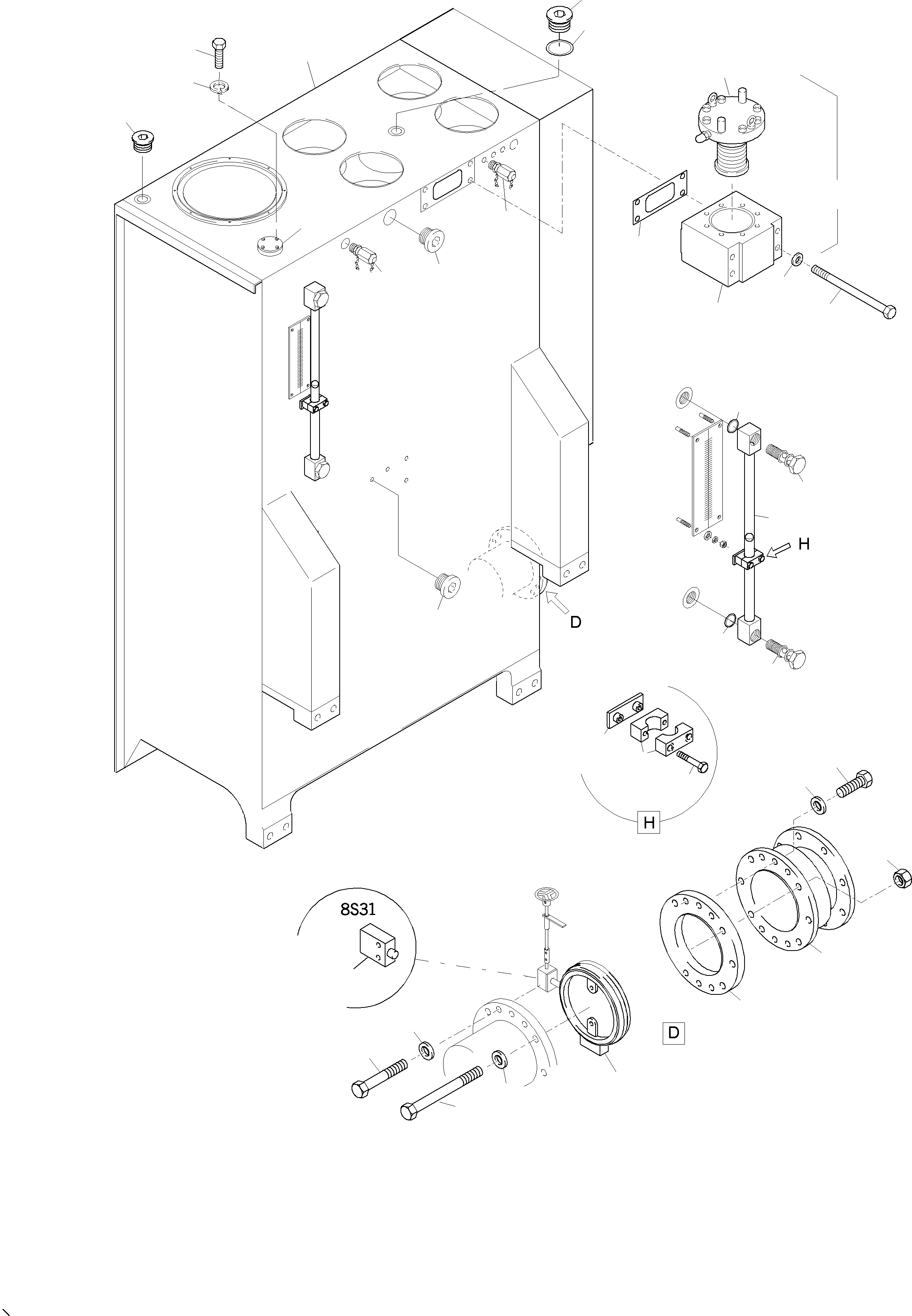 Komatsu parts book diagram for PC3000-1 S/N 06211: MAIN OIL TANK