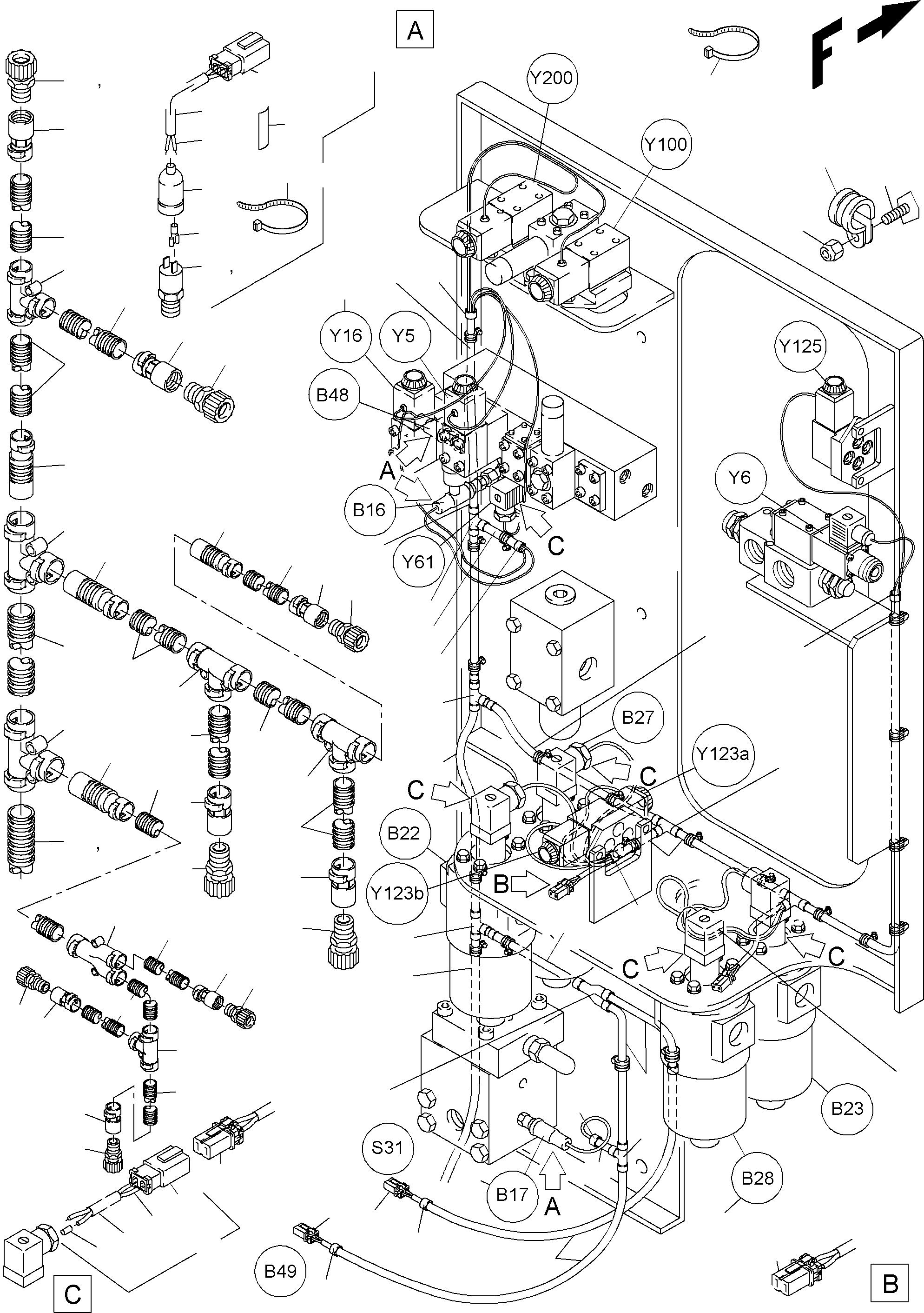 Komatsu parts book diagram for PC3000-1 S/N 06211: CABLES - CONTROL FRAME