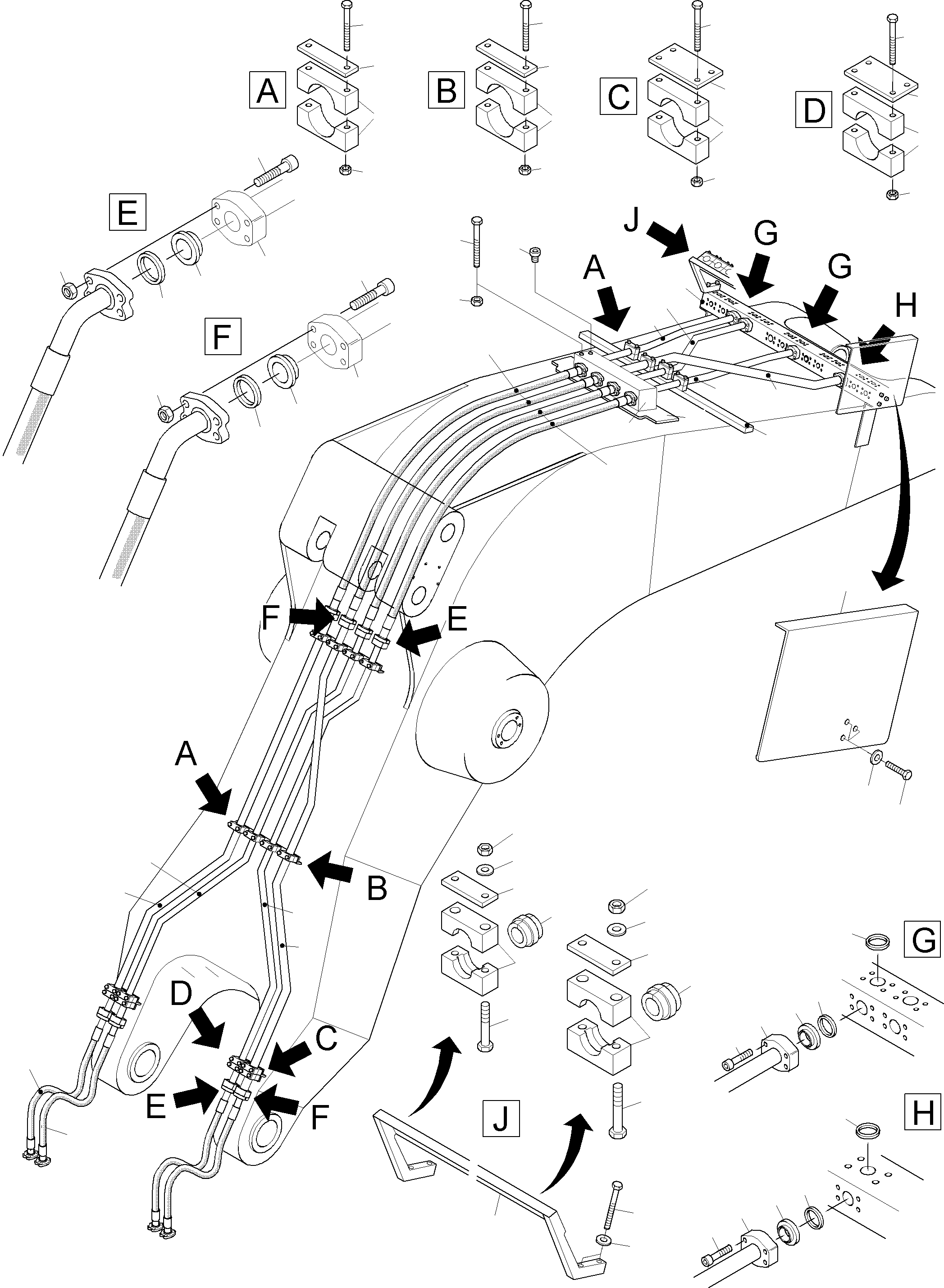 Komatsu parts book diagram for PC3000-1 S/N 06211: BACKHOE BOOM 8.6M