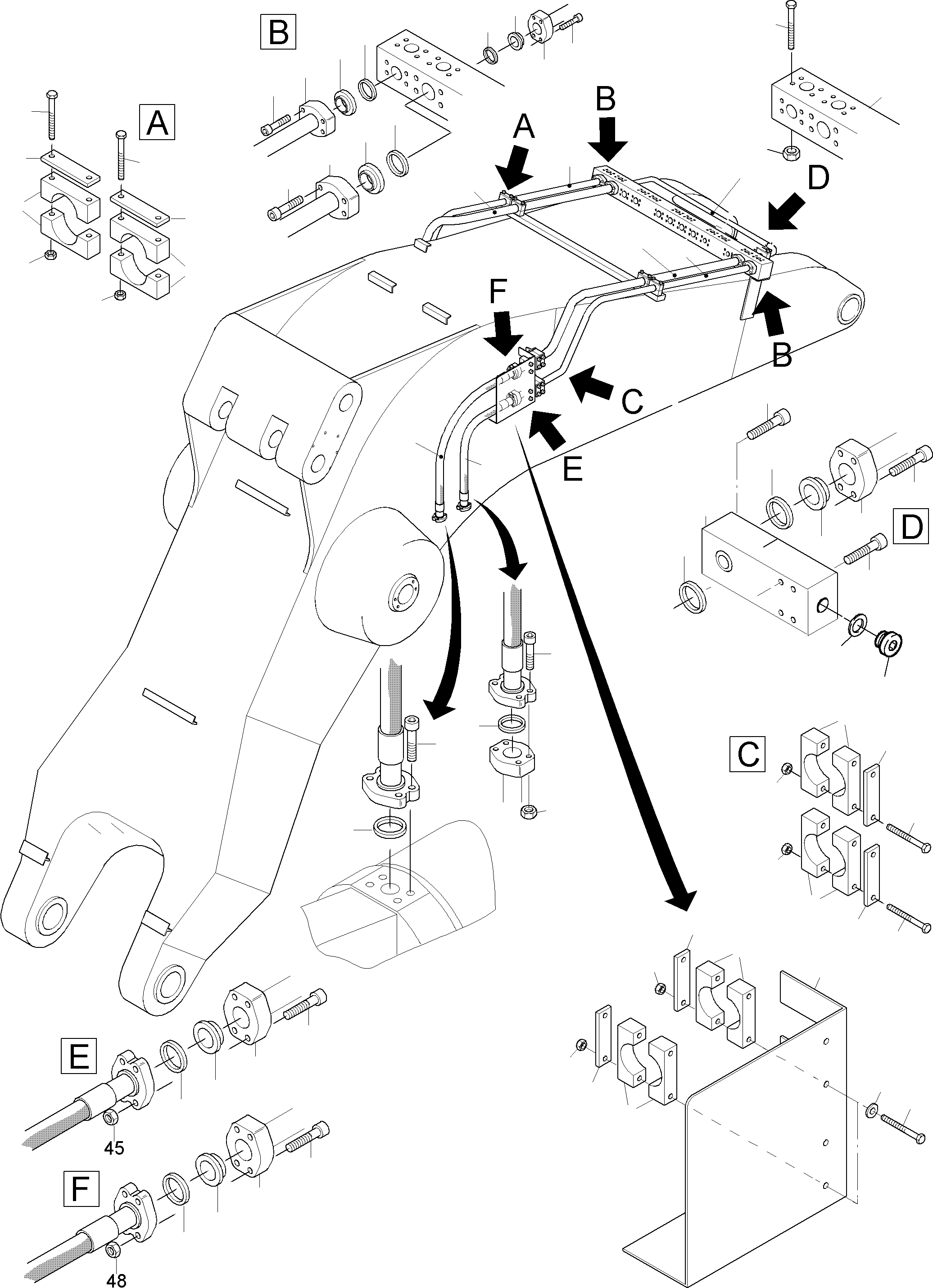 Komatsu parts book diagram for PC3000-1 S/N 06211: BACKHOE BOOM 8.6M