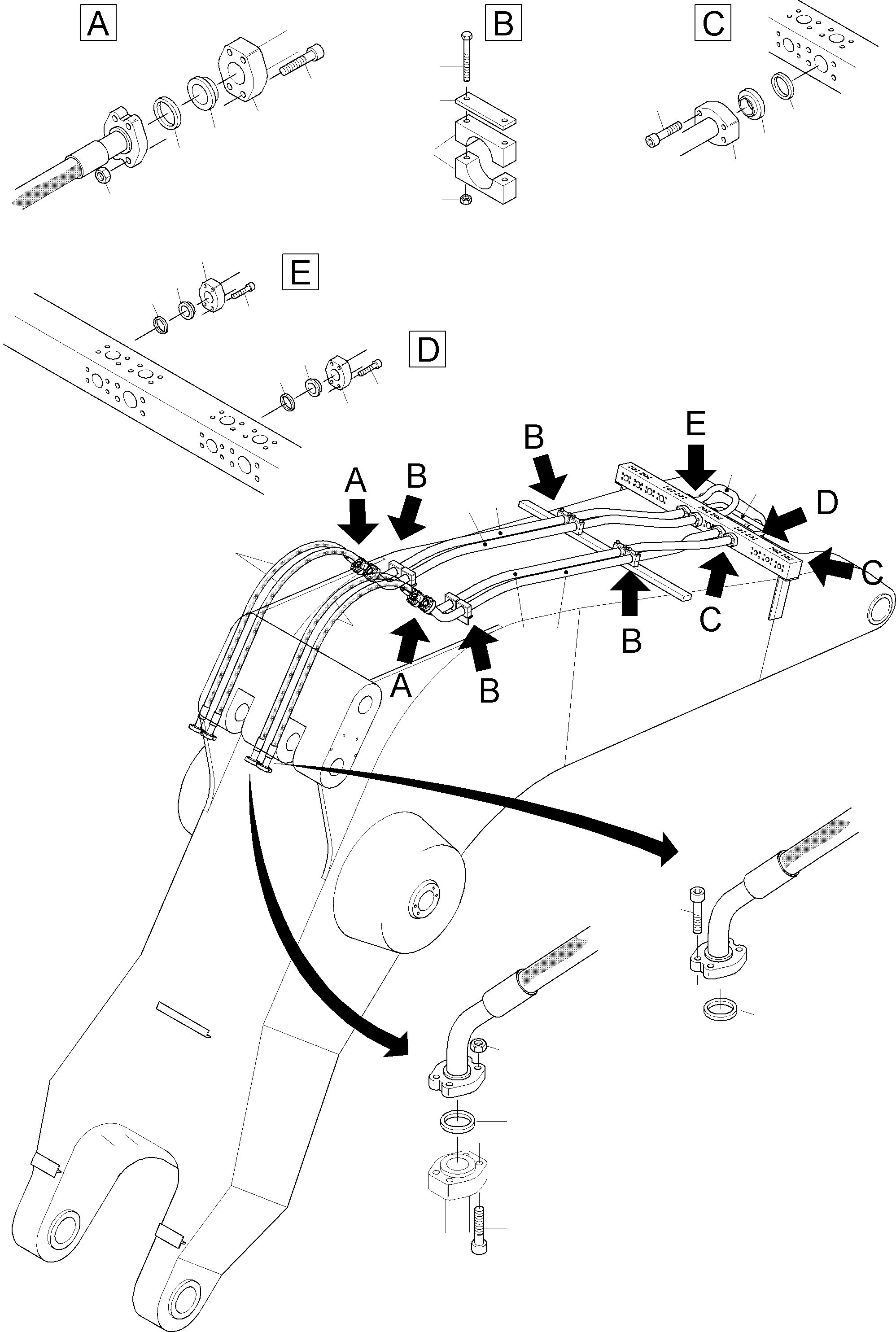 Komatsu parts book diagram for PC3000-1 S/N 06211: BACKHOE BOOM 8.6M