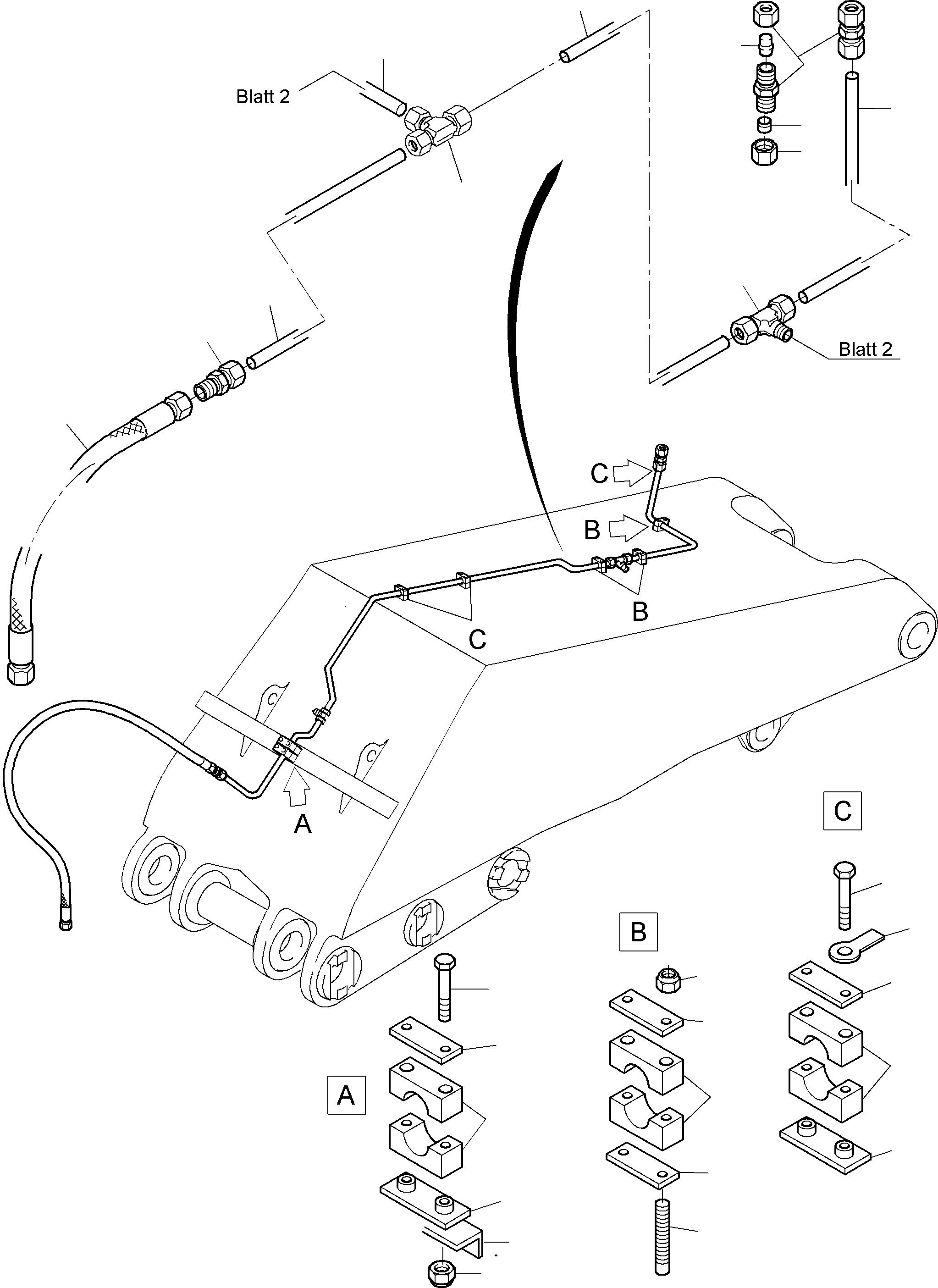 Excavators Mining Komatsu / PC3000-6 S/N 06215(g06215) / Boom - Central Lubrication (BBE)(485-2350e : 485-2350e)