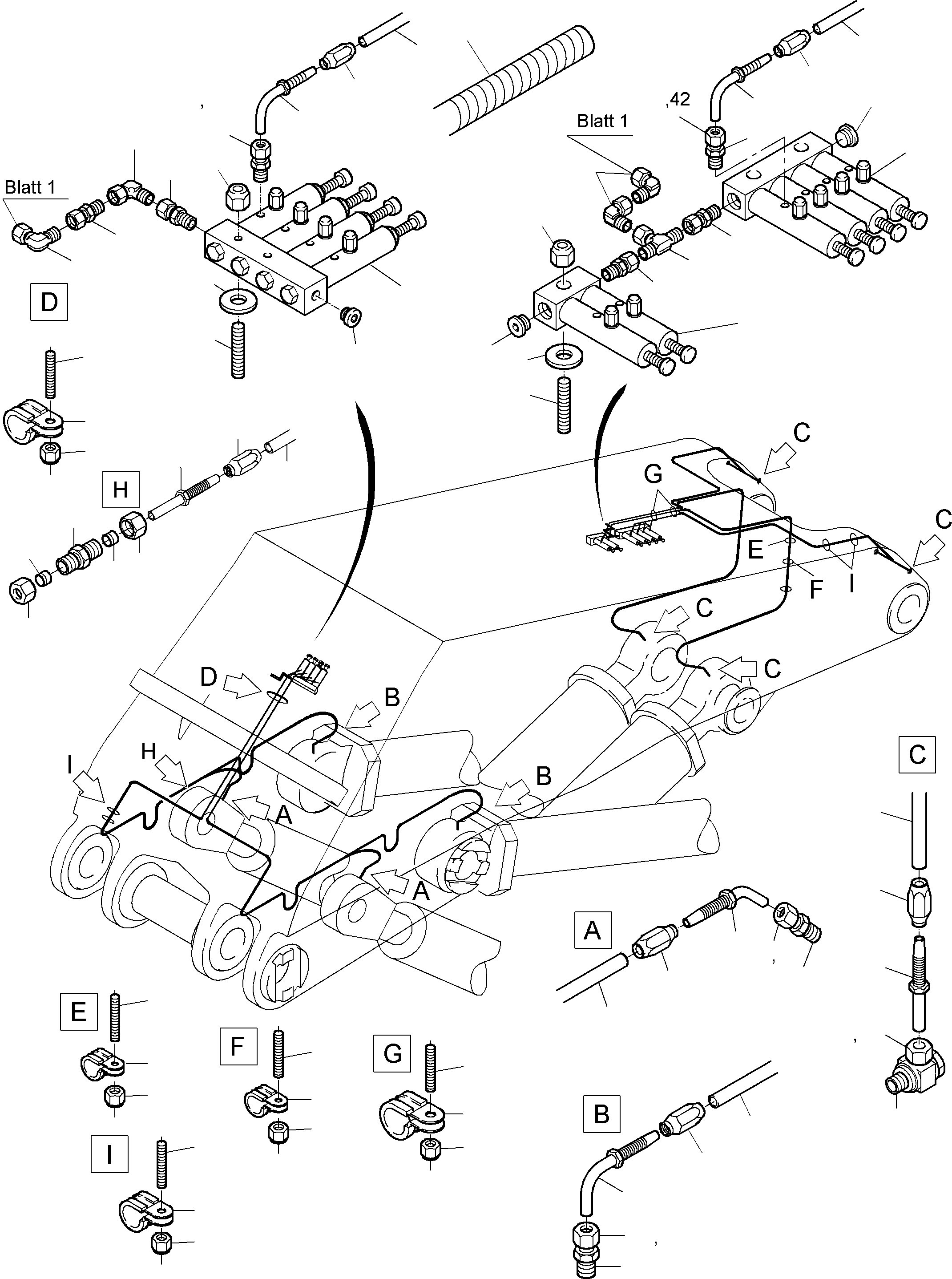 Excavators Mining Komatsu / PC3000-6 S/N 06215(g06215) / Boom - Central Lubrication (BBE)(485-2350e : 485-2350e)